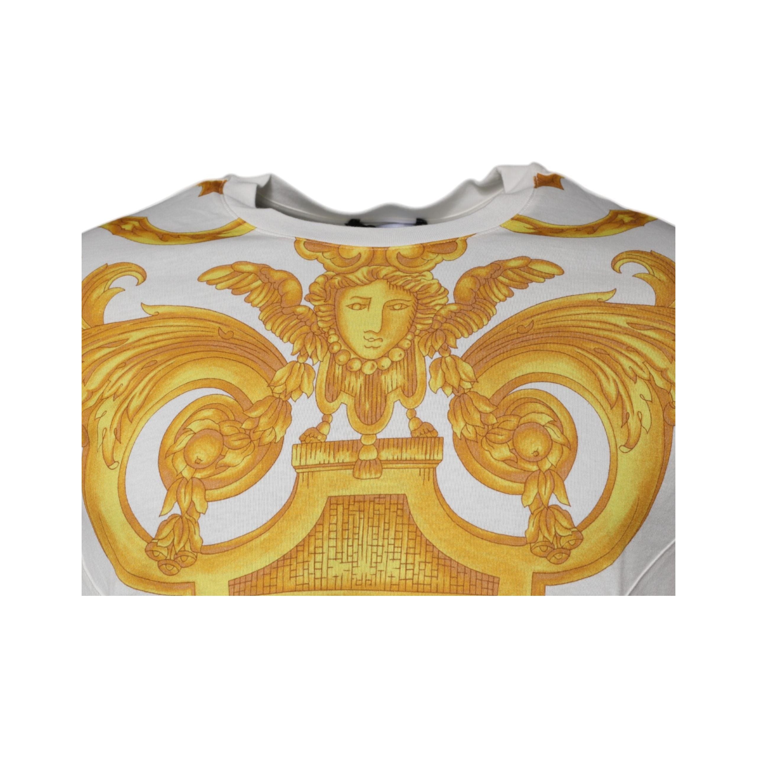 Versace White Cotton Crew Neck T-shirt Medusa Print Elegance