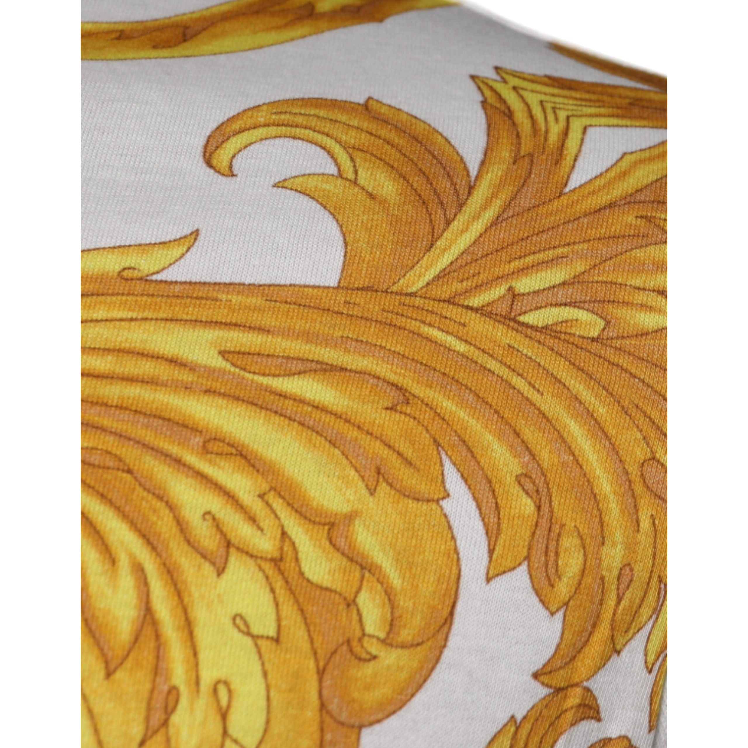 Versace White Cotton Crew Neck T-shirt Medusa Print Elegance