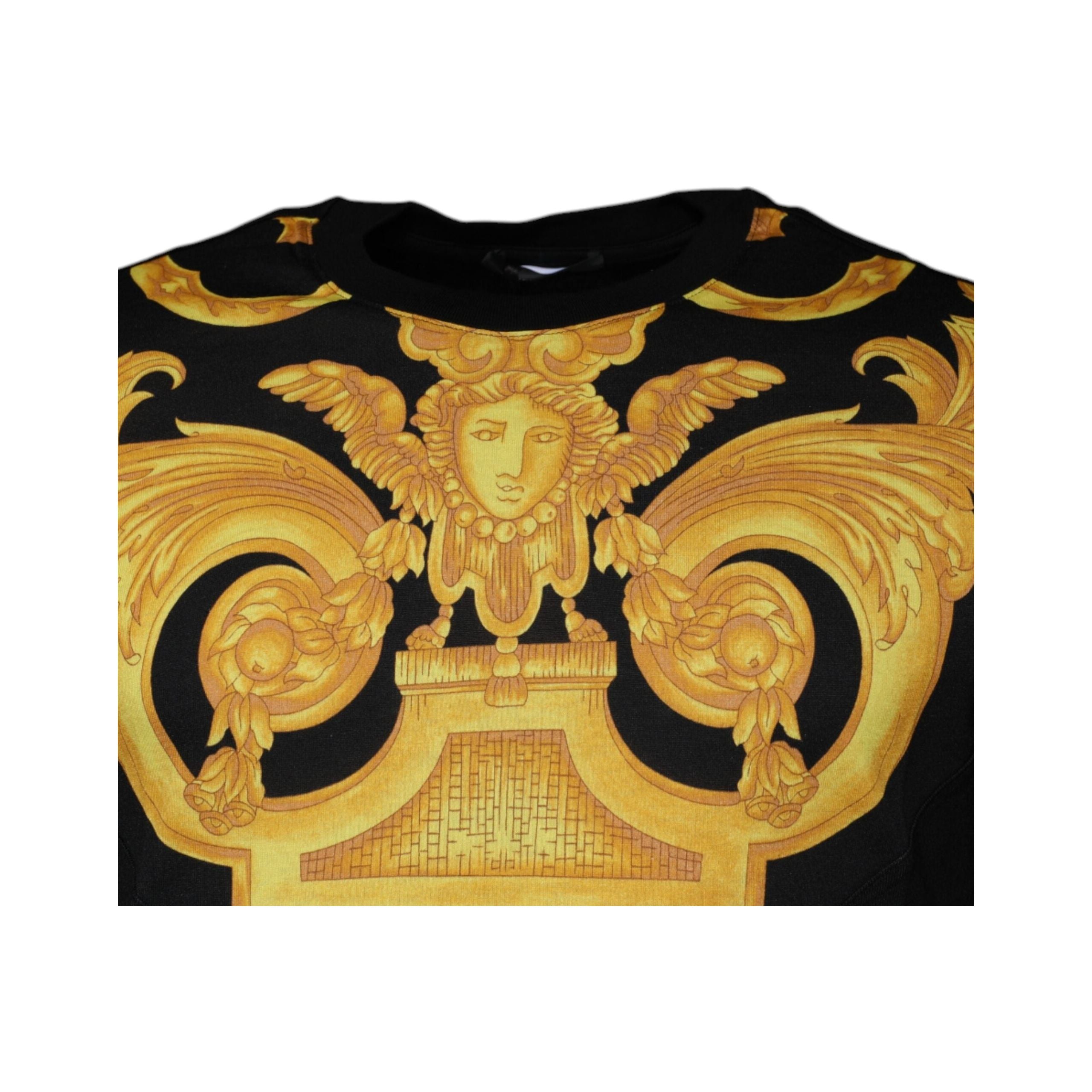 Versace Black Cotton Crew Neck T-shirt Medusa Print