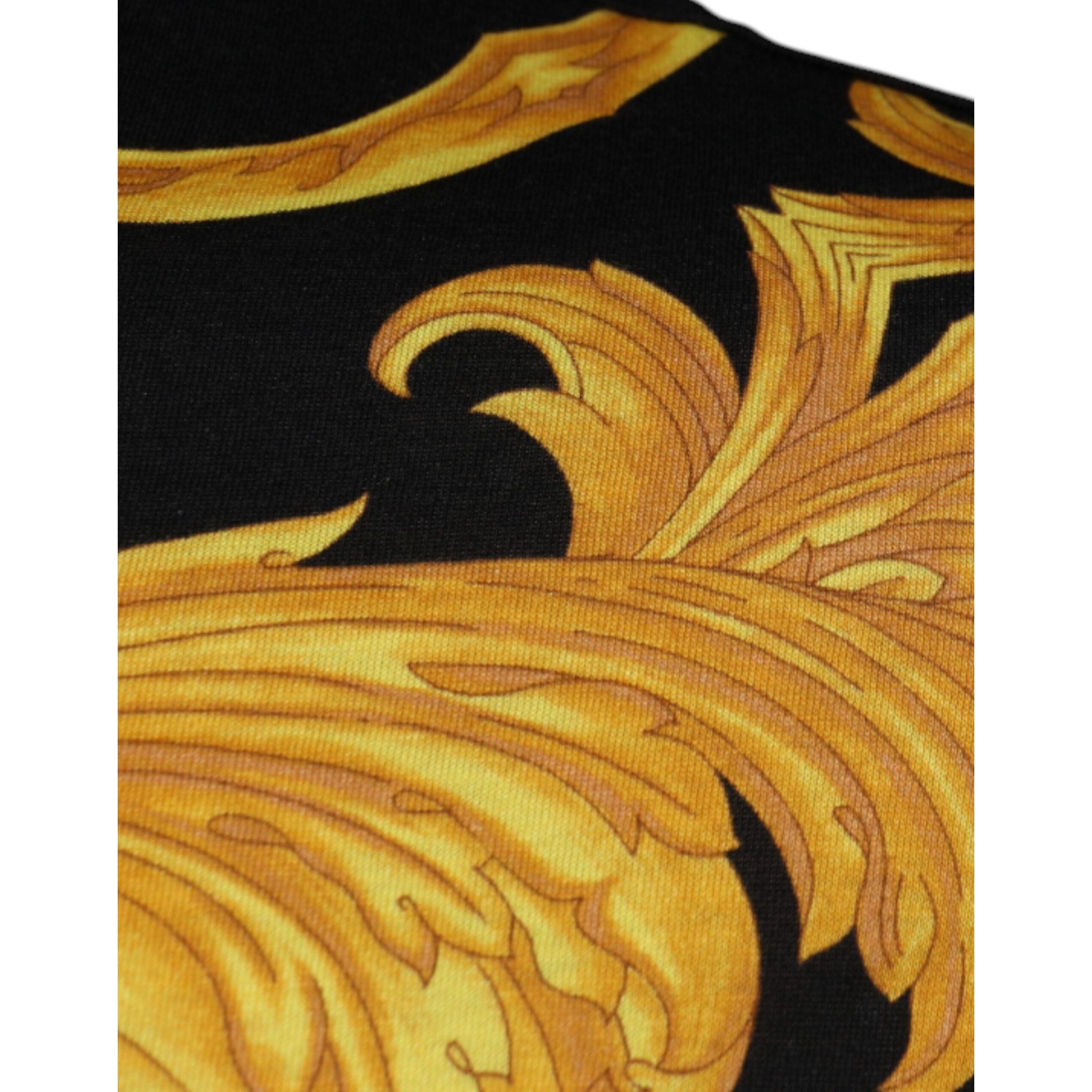 Versace Black Cotton Crew Neck T-shirt Medusa Print