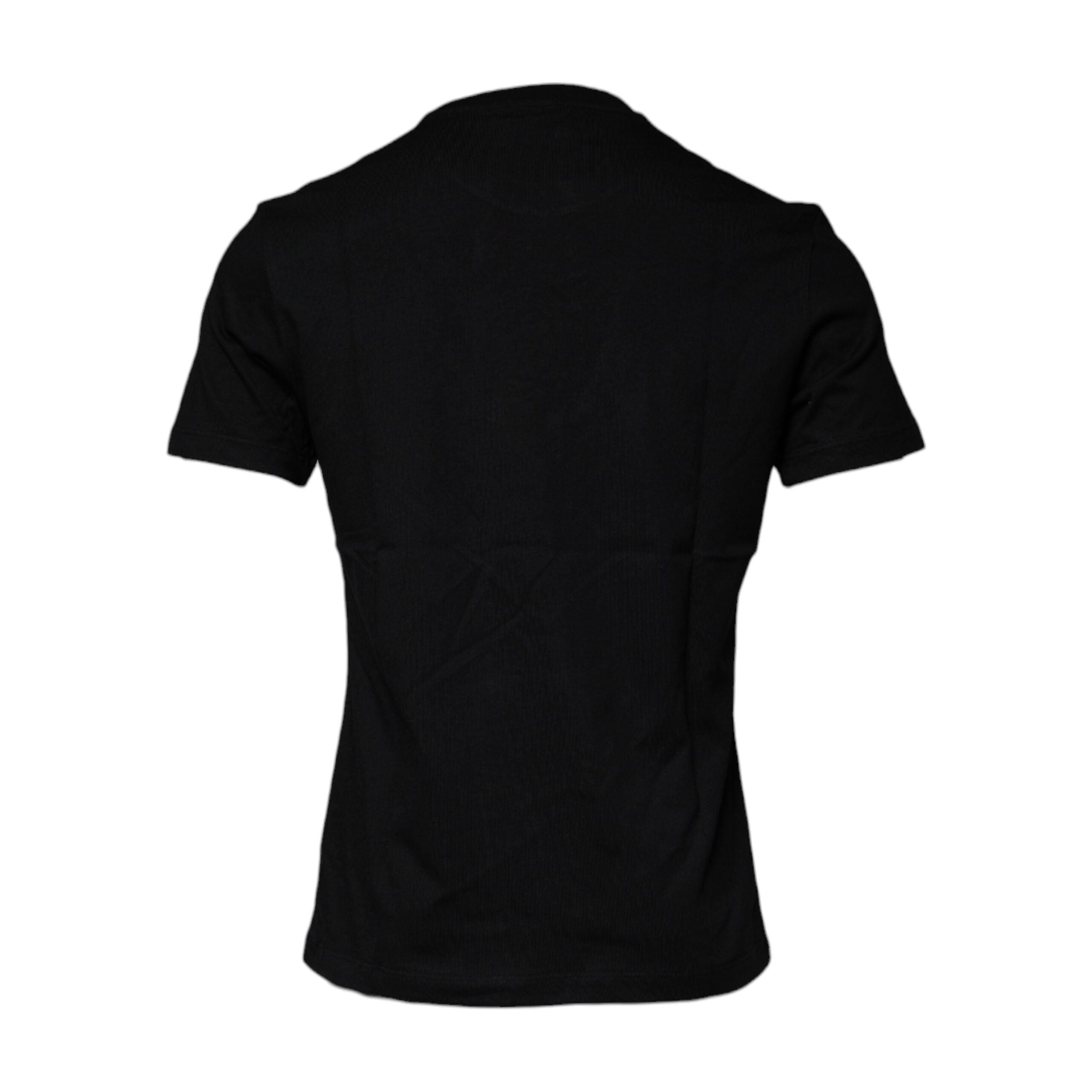 Versace Black Cotton Crew Neck T-shirt Medusa Print