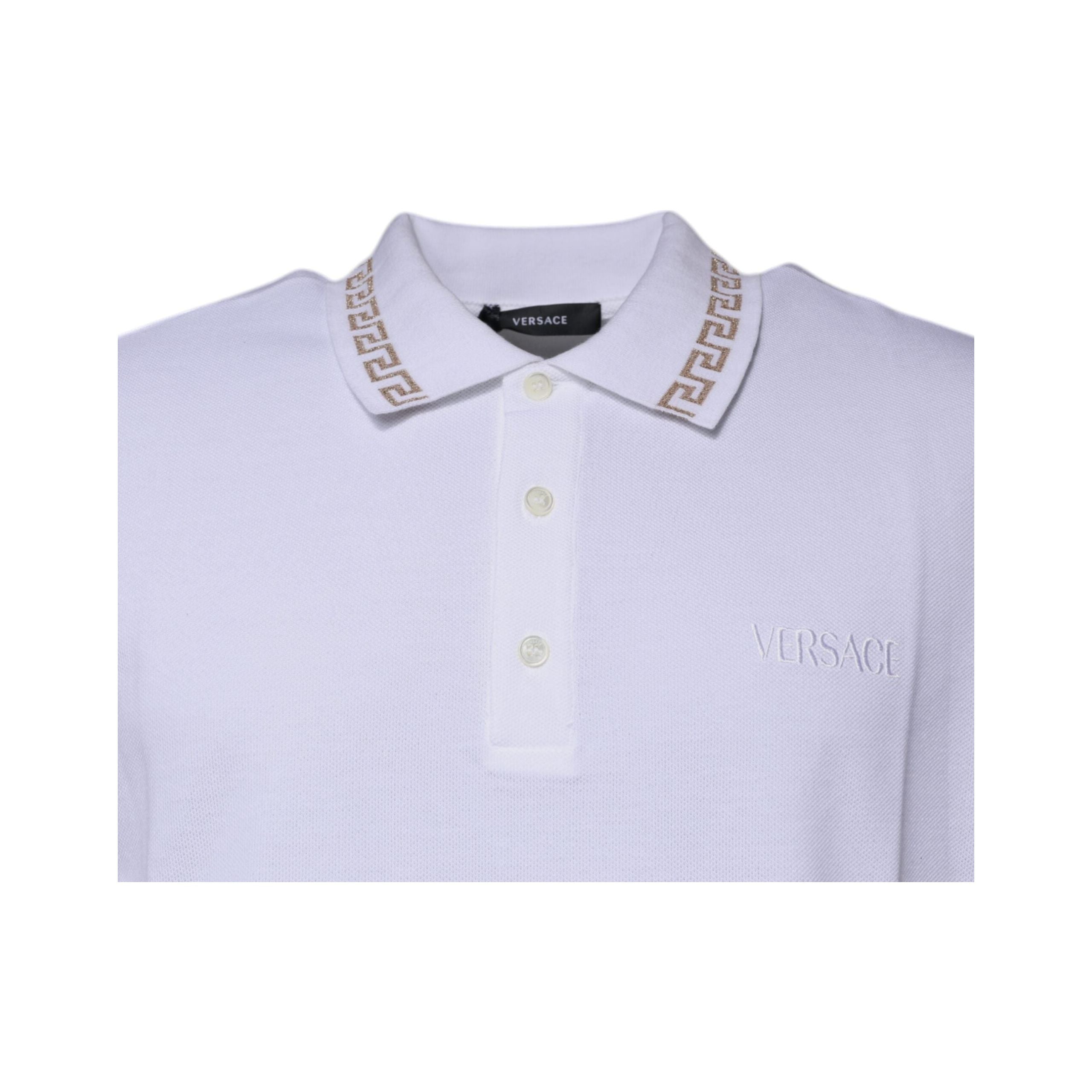 Versace White Viscose Collared Polo Short Sleeve T-shirt