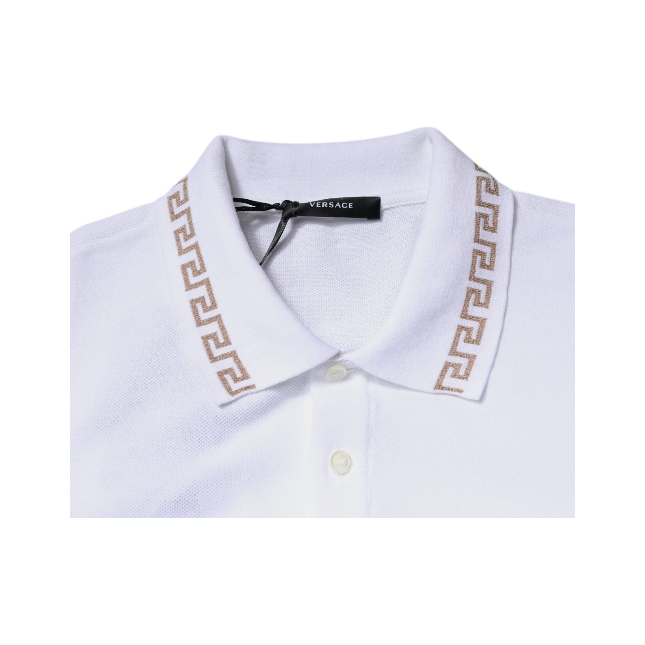 Versace White Viscose Collared Polo Short Sleeve T-shirt