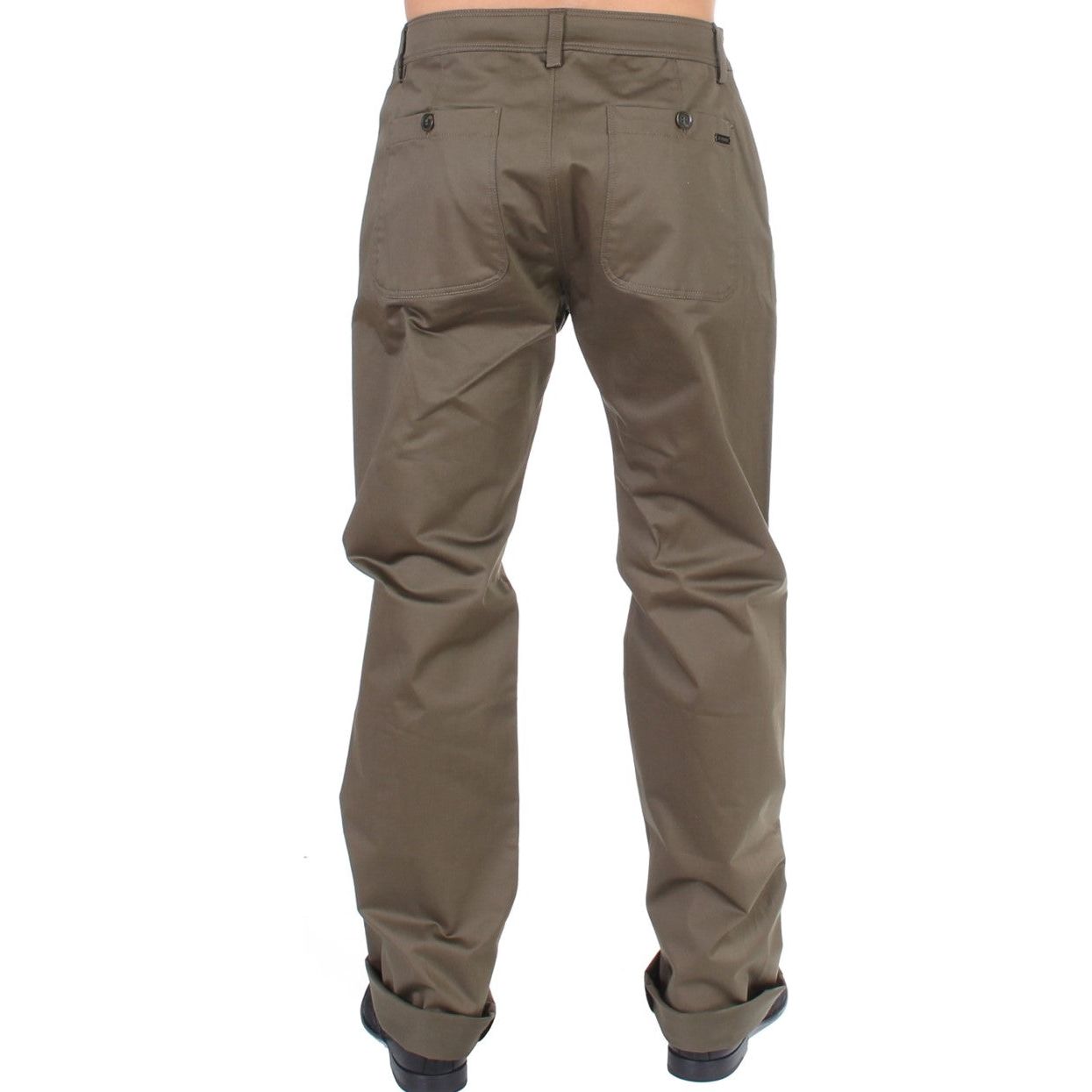 GF Ferre Elegant Green Cotton Comfort Straight Fit Pants Luxury