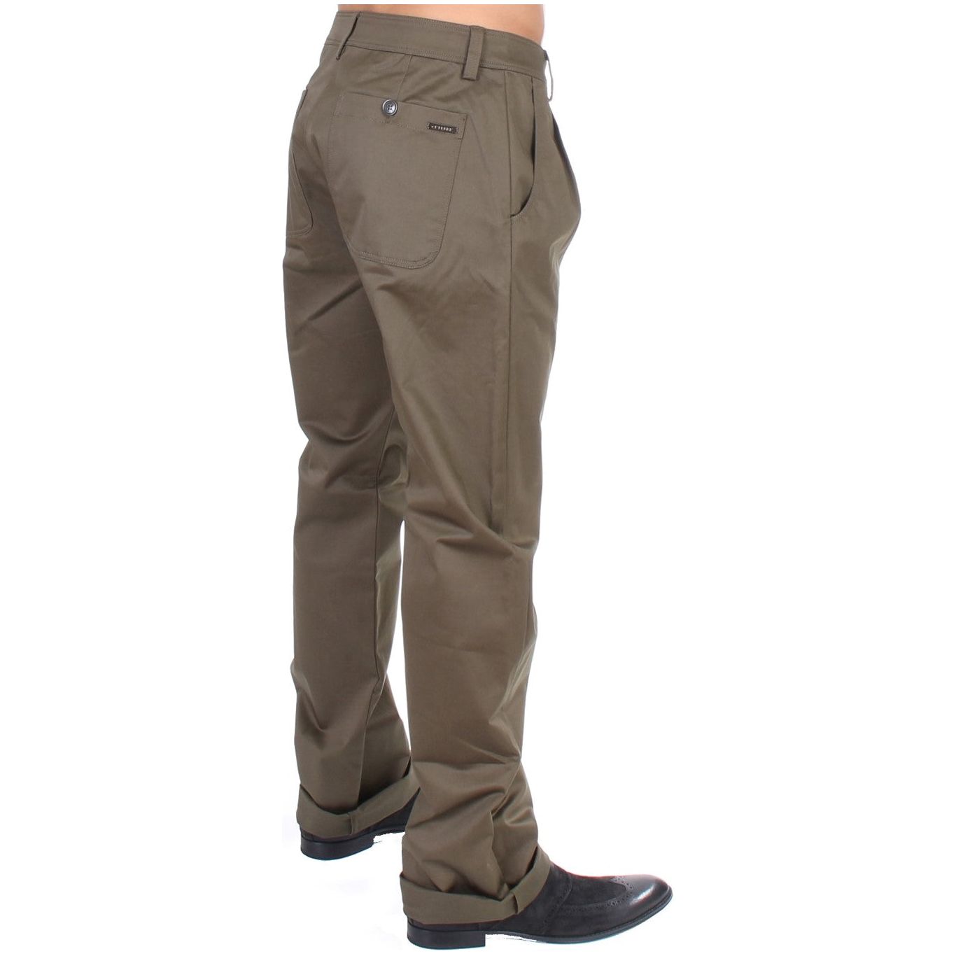GF Ferre Elegant Green Cotton Comfort Straight Fit Pants Luxury