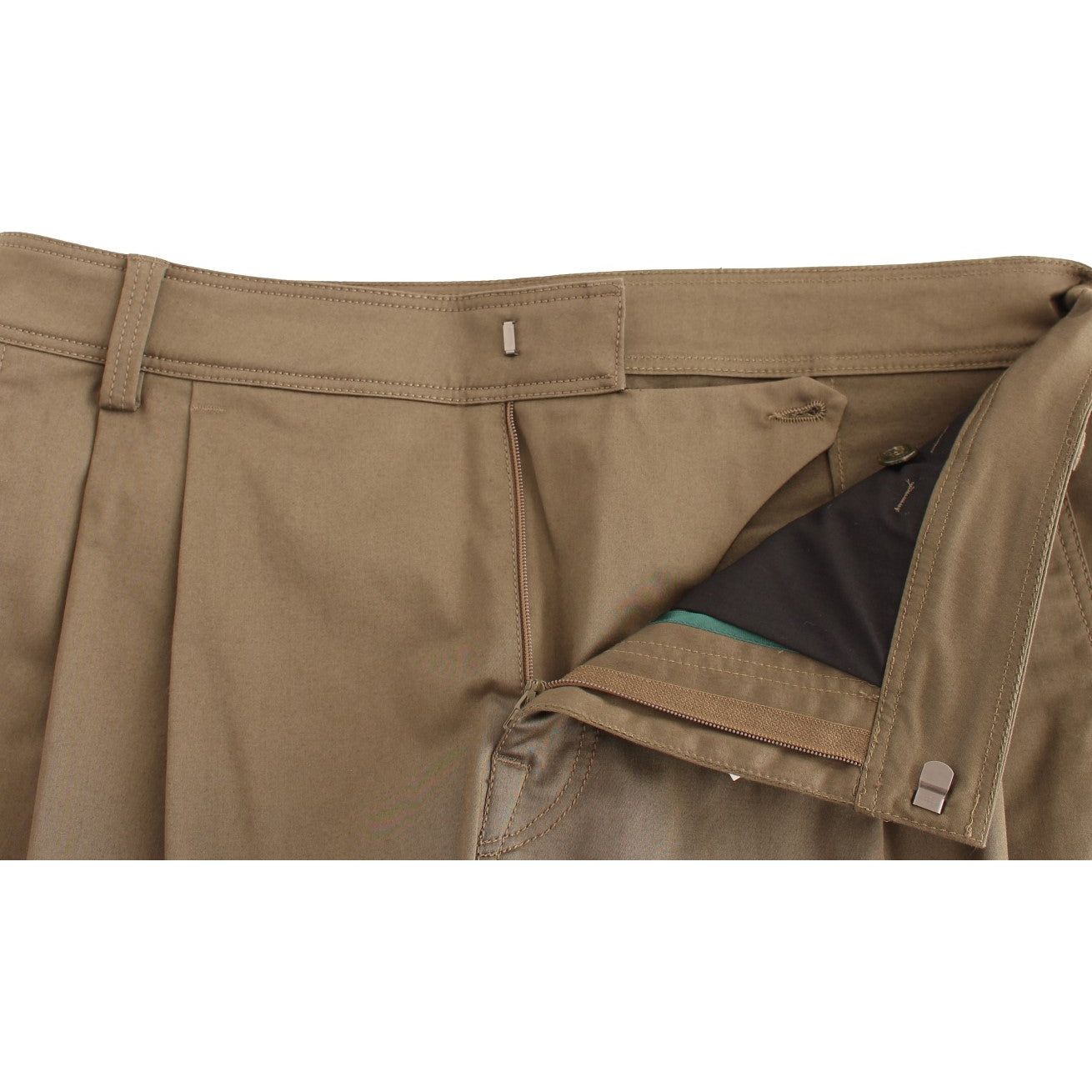 GF Ferre Elegant Green Cotton Comfort Straight Fit Pants Luxury