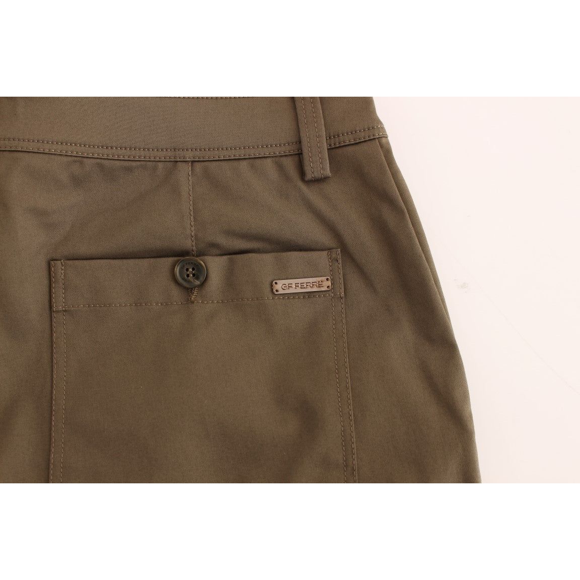 GF Ferre Elegant Green Cotton Comfort Straight Fit Pants Luxury