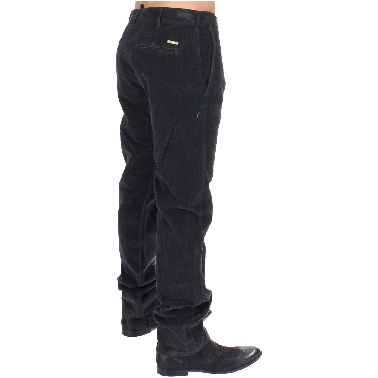 GF Ferre Black Cotton Corduroy Pants for Timeless Style