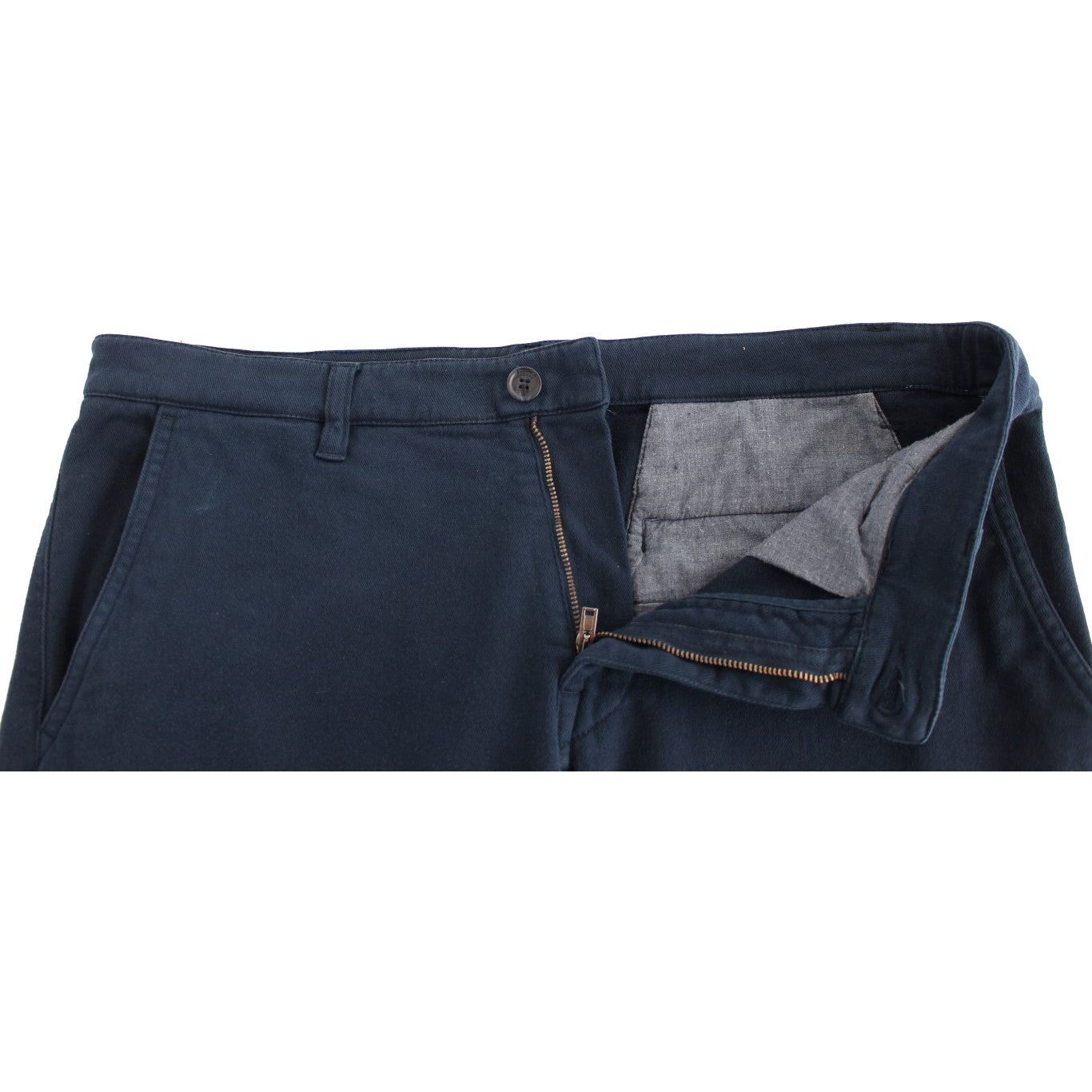 GF Ferre Blue Cotton Stretch Chinos for Sophisticated Style