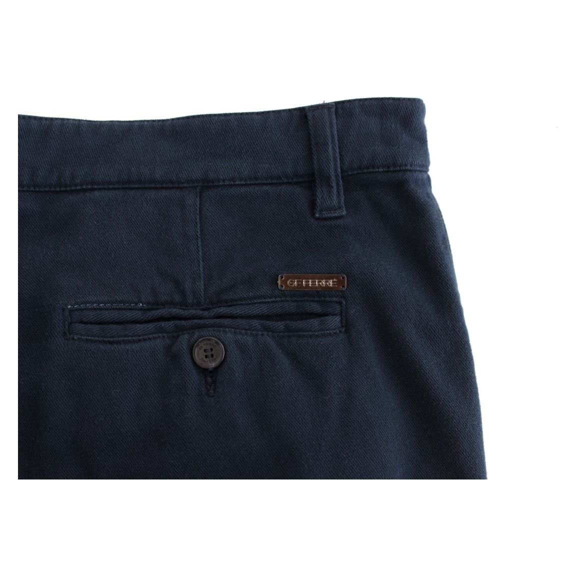 GF Ferre Blue Cotton Stretch Chinos for Sophisticated Style