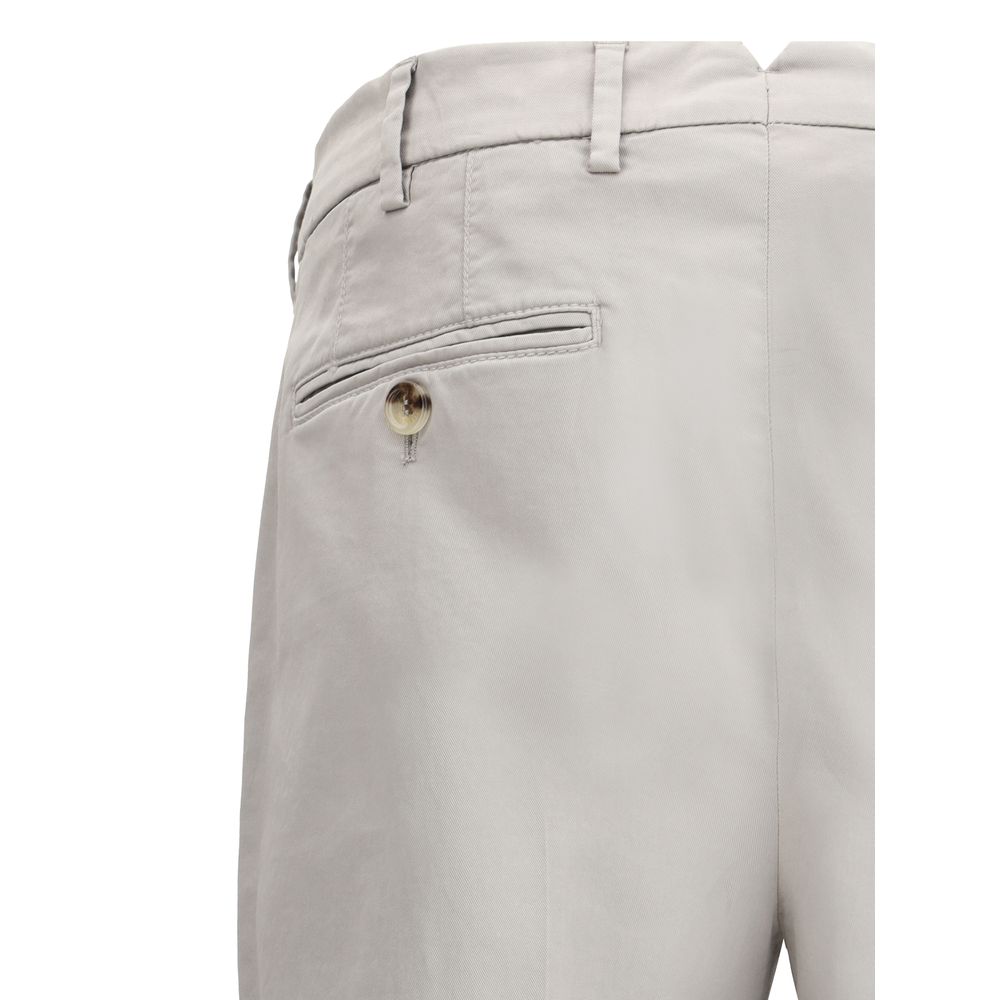 Brunello Cucinelli Grey Cotton Trousers for Effortless Elegance