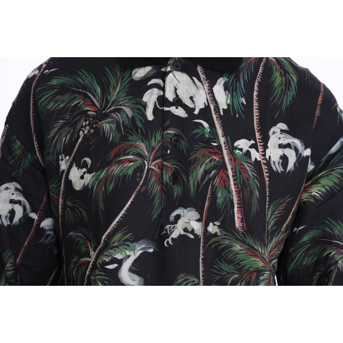 Dolce & Gabbana Black Cotton Sicilian Volcano Motive Polo Tee Luxury