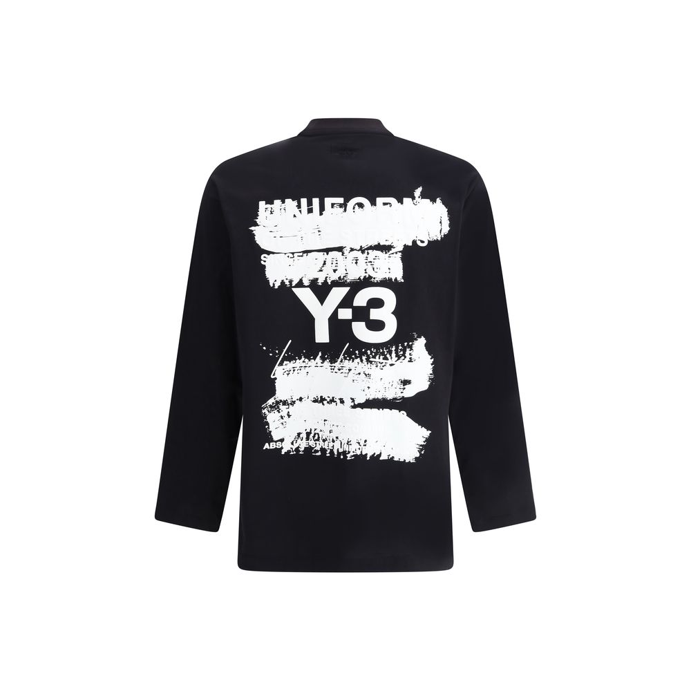 Y-3 Black Cotton Long Sleeve Jersey With Maxi Print