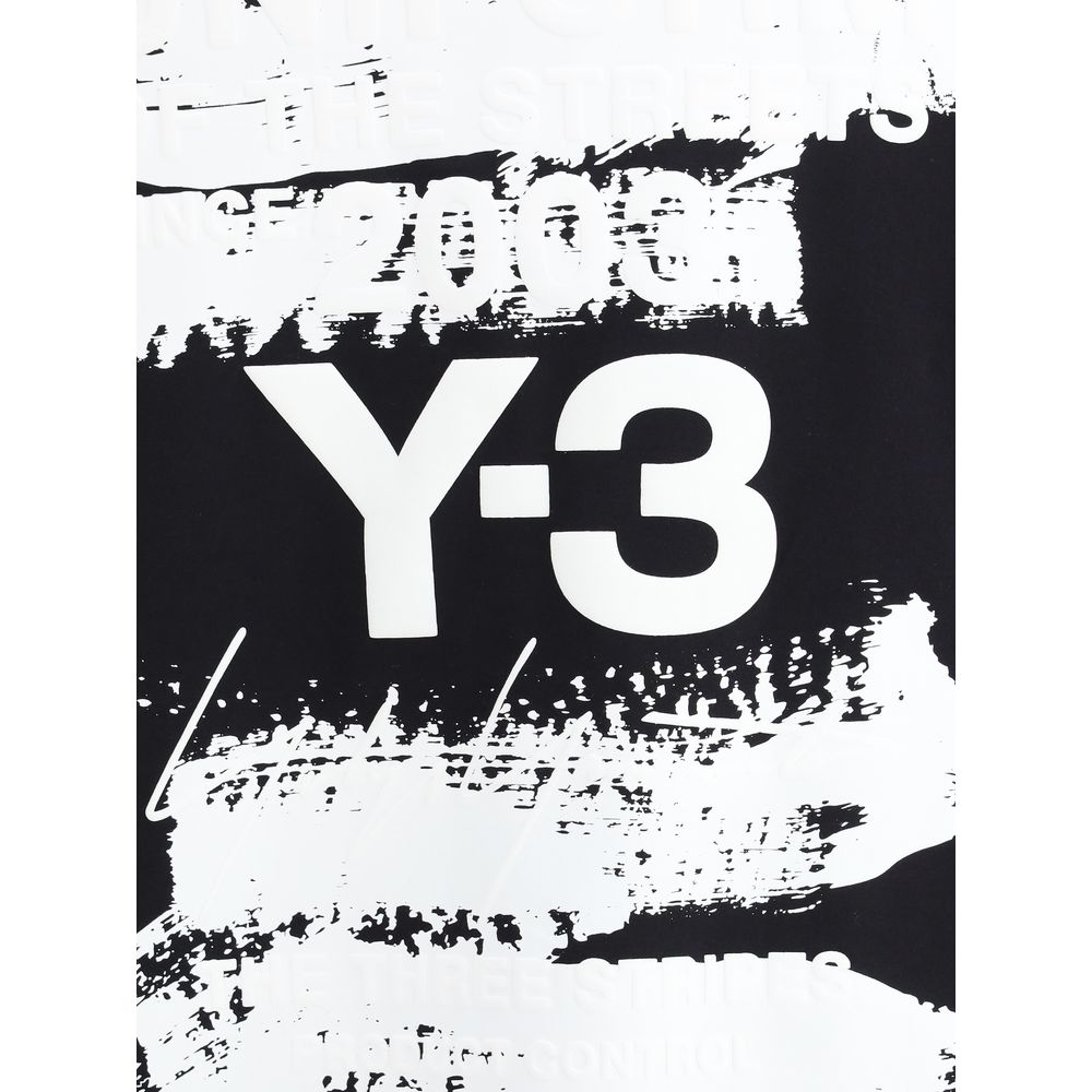 Y-3 Black Cotton Long Sleeve Jersey With Maxi Print