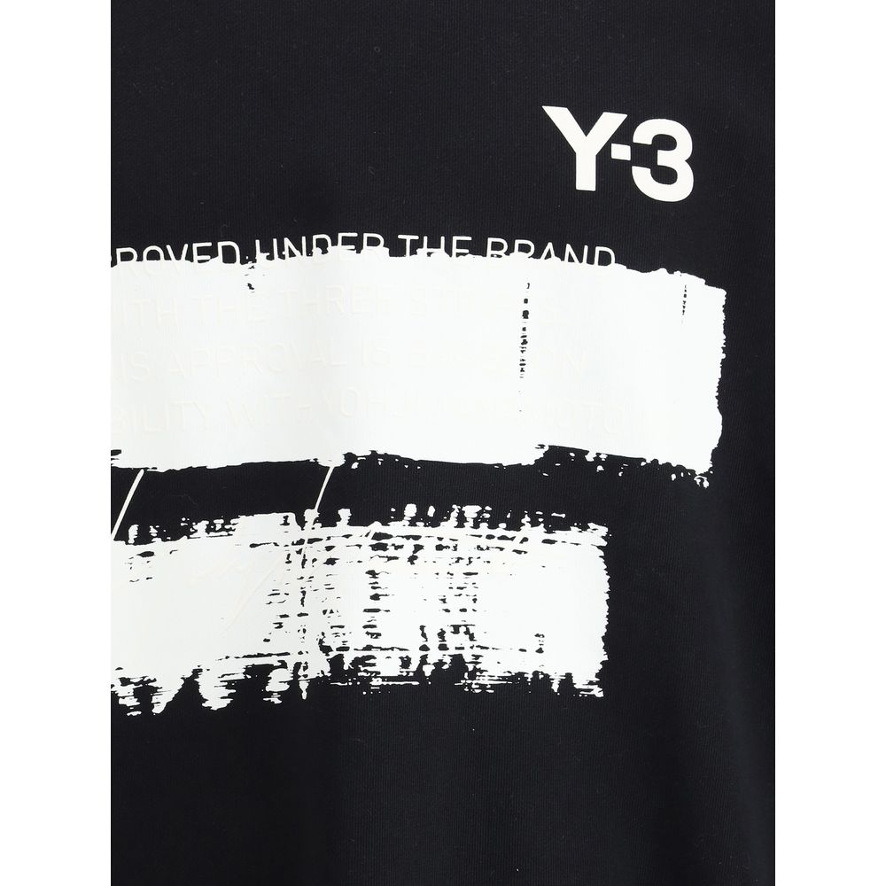 Y-3 Black Cotton Sweatshirt with Maxi Print for Elevated Street Style