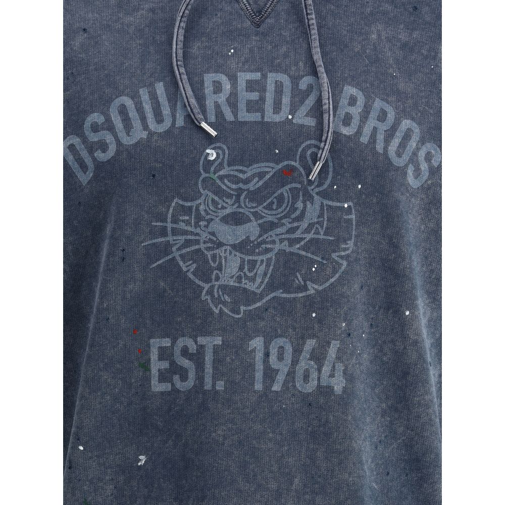 Dsquared² Grey Premium Cotton Hoodie with Artistic Flair