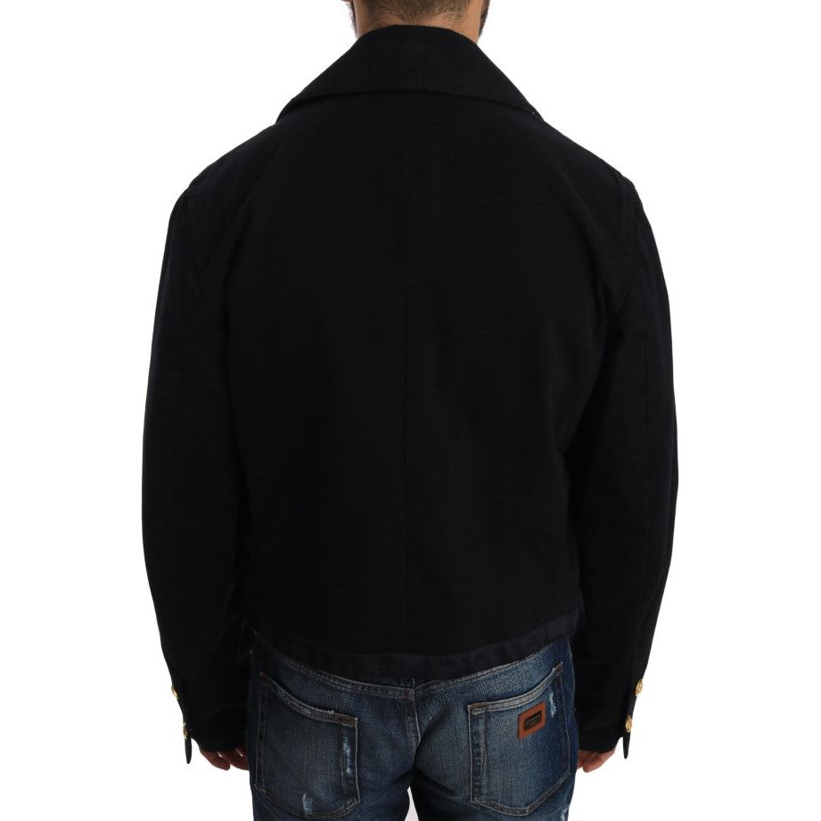 Dolce & Gabbana Dark Blue Cotton Trench Coat Jacket