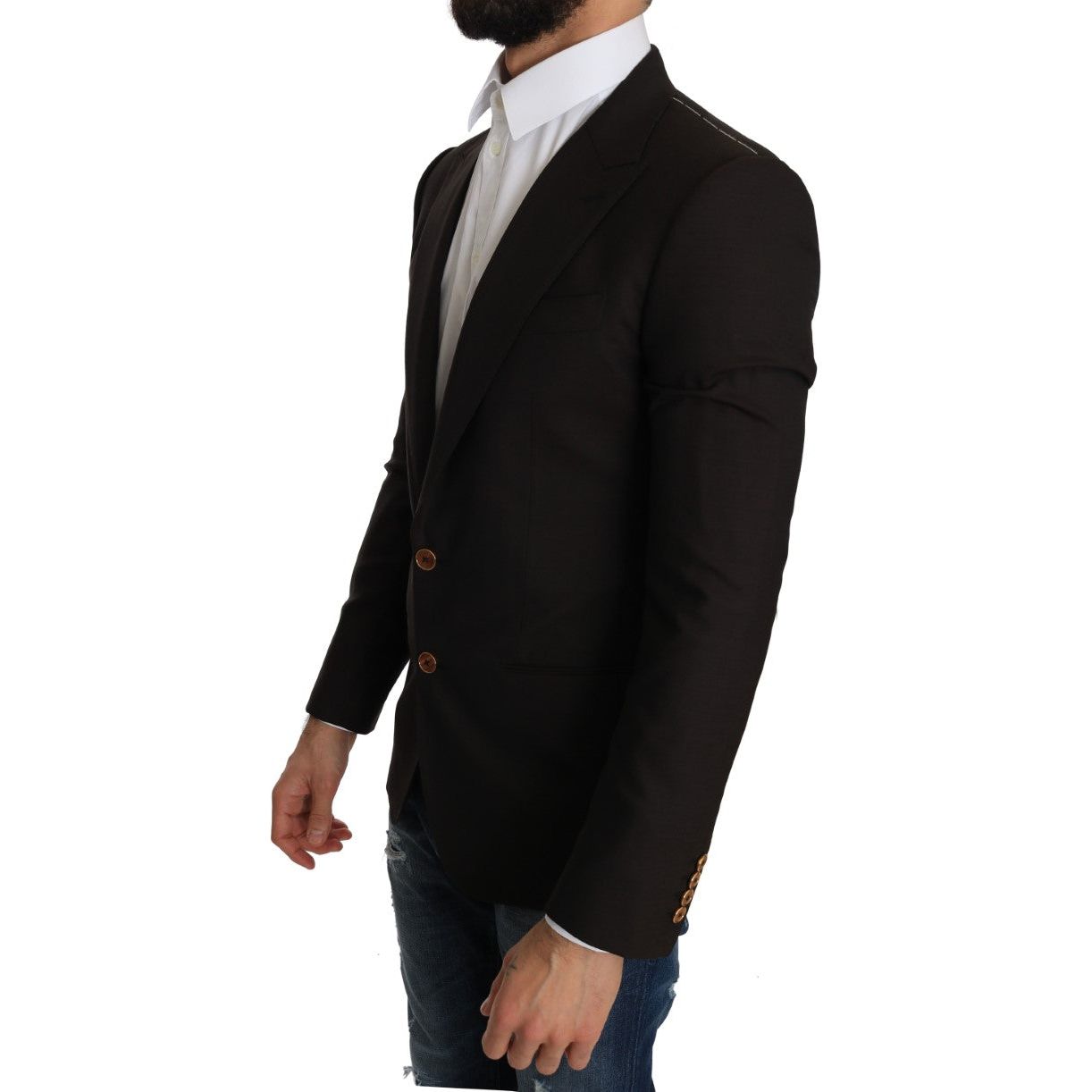 Dolce & Gabbana Brown Virgin Wool Blazer Jacket