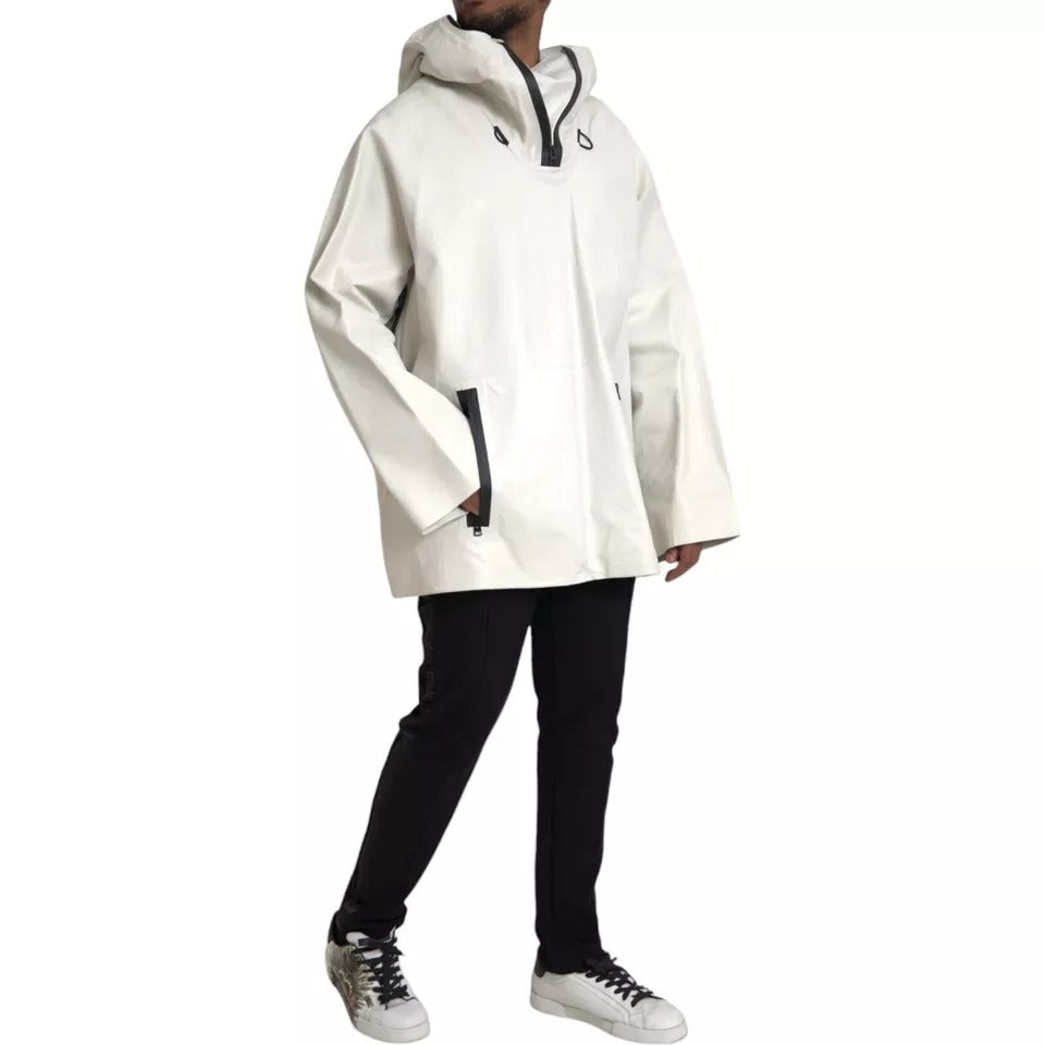 Bottega Veneta White Leather Waterproof Jacket Blouson