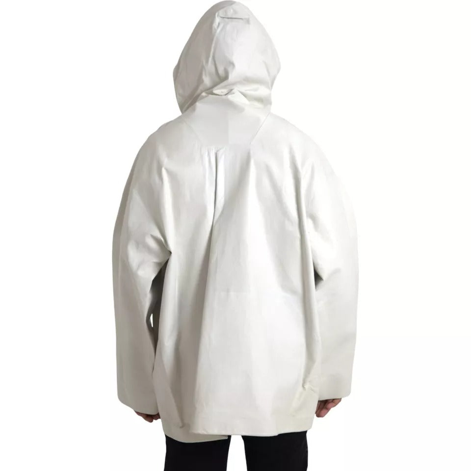 Bottega Veneta White Leather Waterproof Jacket Blouson