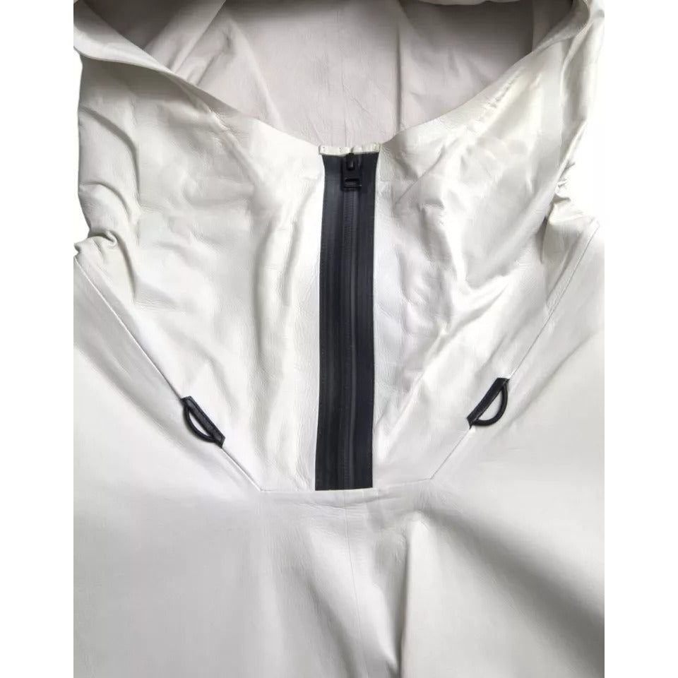 Bottega Veneta White Leather Waterproof Jacket Blouson