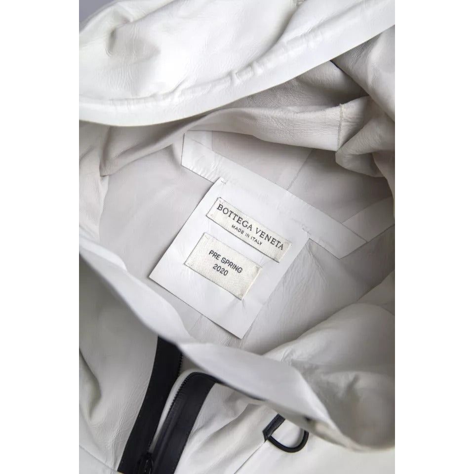 Bottega Veneta White Leather Waterproof Jacket Blouson
