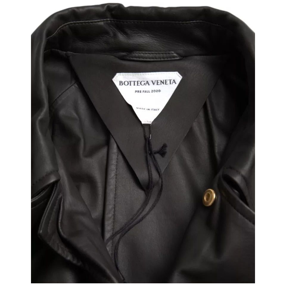 Bottega Veneta Black Leather Waterproof Trenchcoat Jacket
