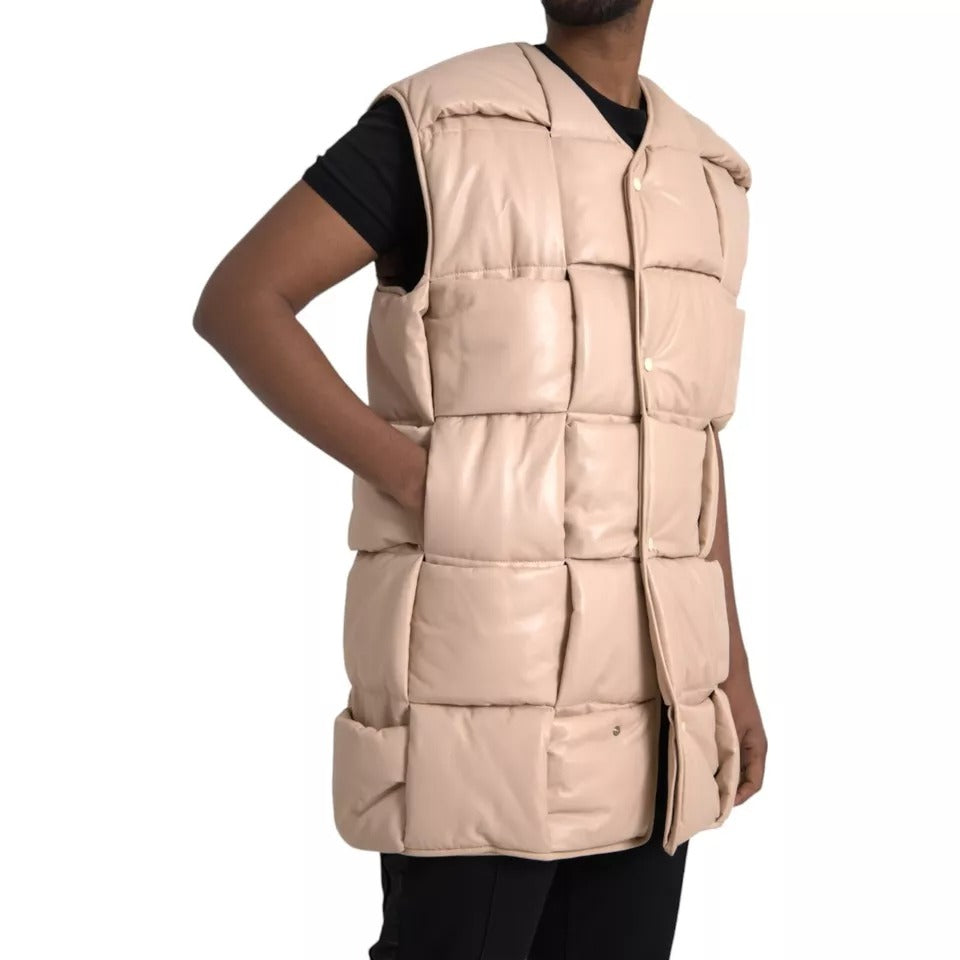 Bottega Veneta Beige Quilted Calf Leather Jacket