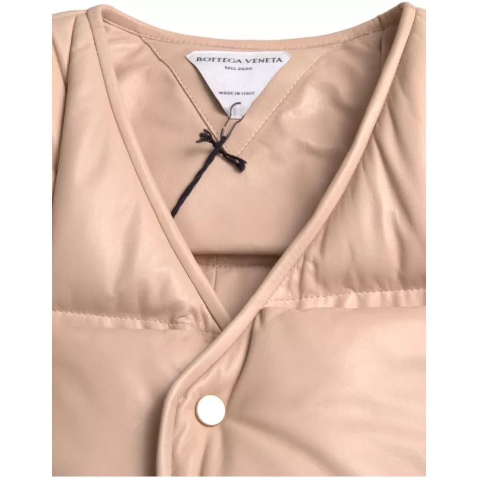 Bottega Veneta Beige Quilted Calf Leather Jacket
