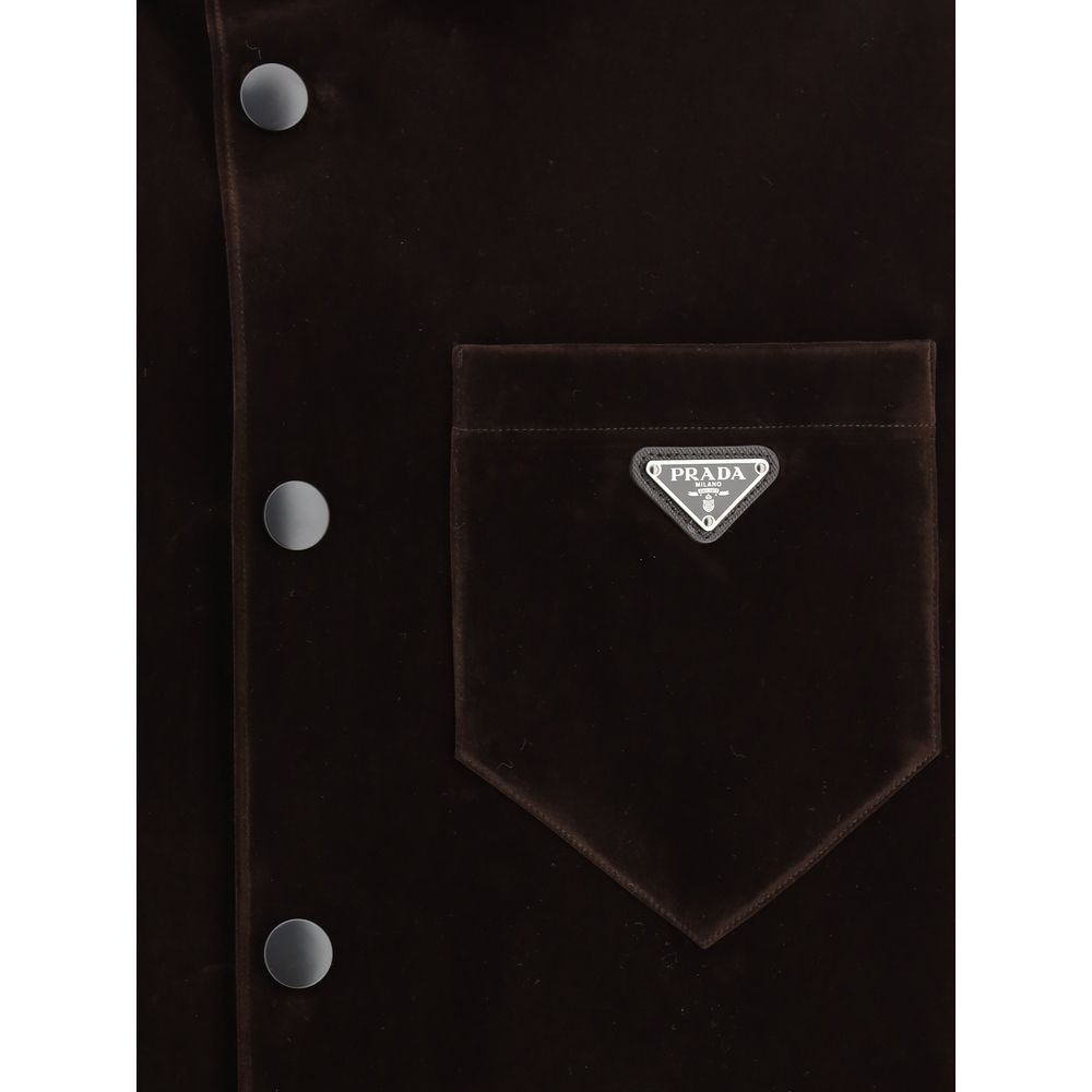 Prada Green Velvet Shirt Jacket - Effortless Luxury and Style