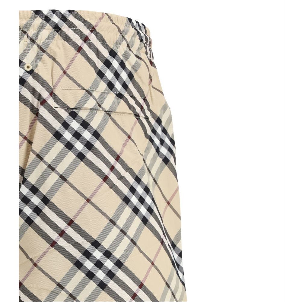 Burberry Red Cotton Check Archive Swimshorts - Timeless Elegance Redefined