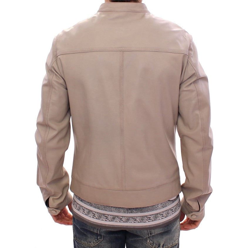Dolce & Gabbana Beige Leather Lambskin Jacket