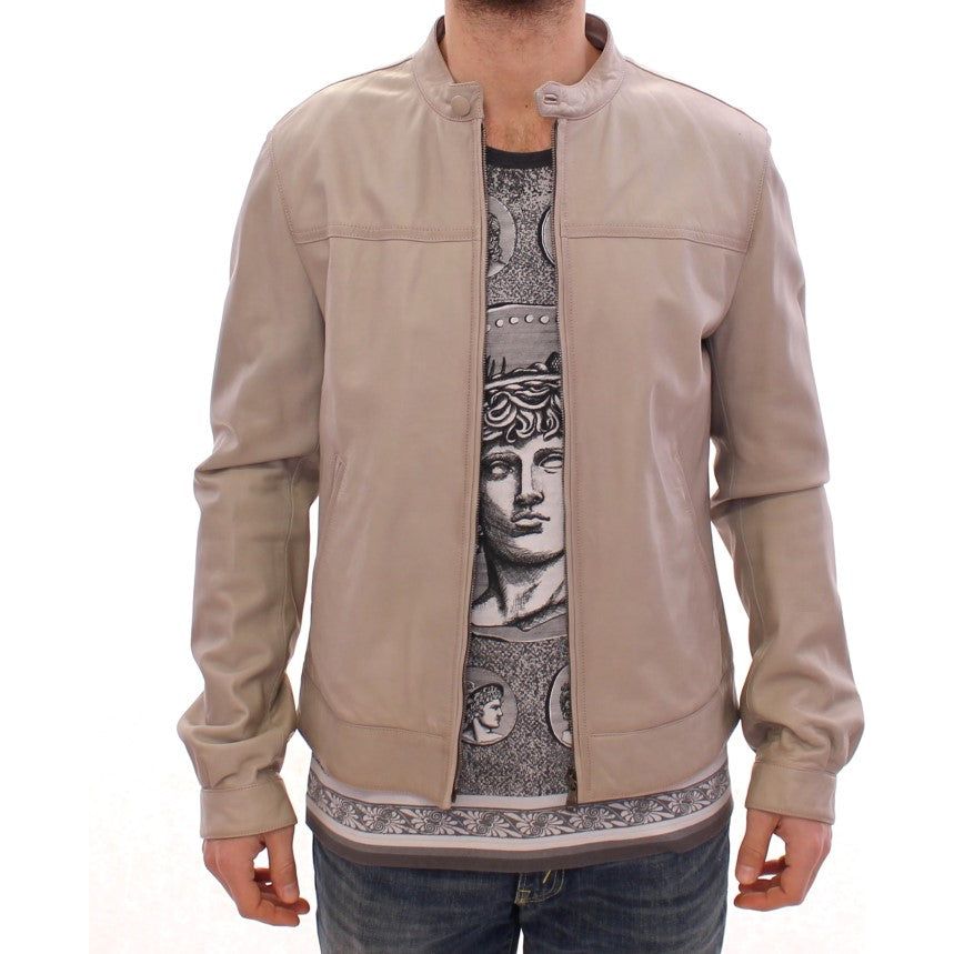 Dolce & Gabbana Beige Leather Lambskin Jacket