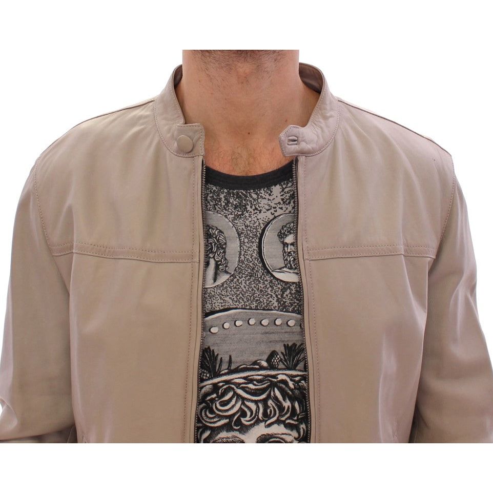 Dolce & Gabbana Beige Leather Lambskin Jacket