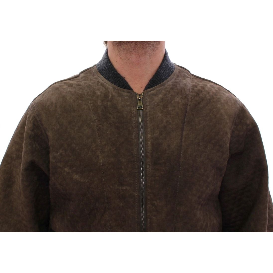 Dolce & Gabbana Black Leather & Wool Blend Jacket