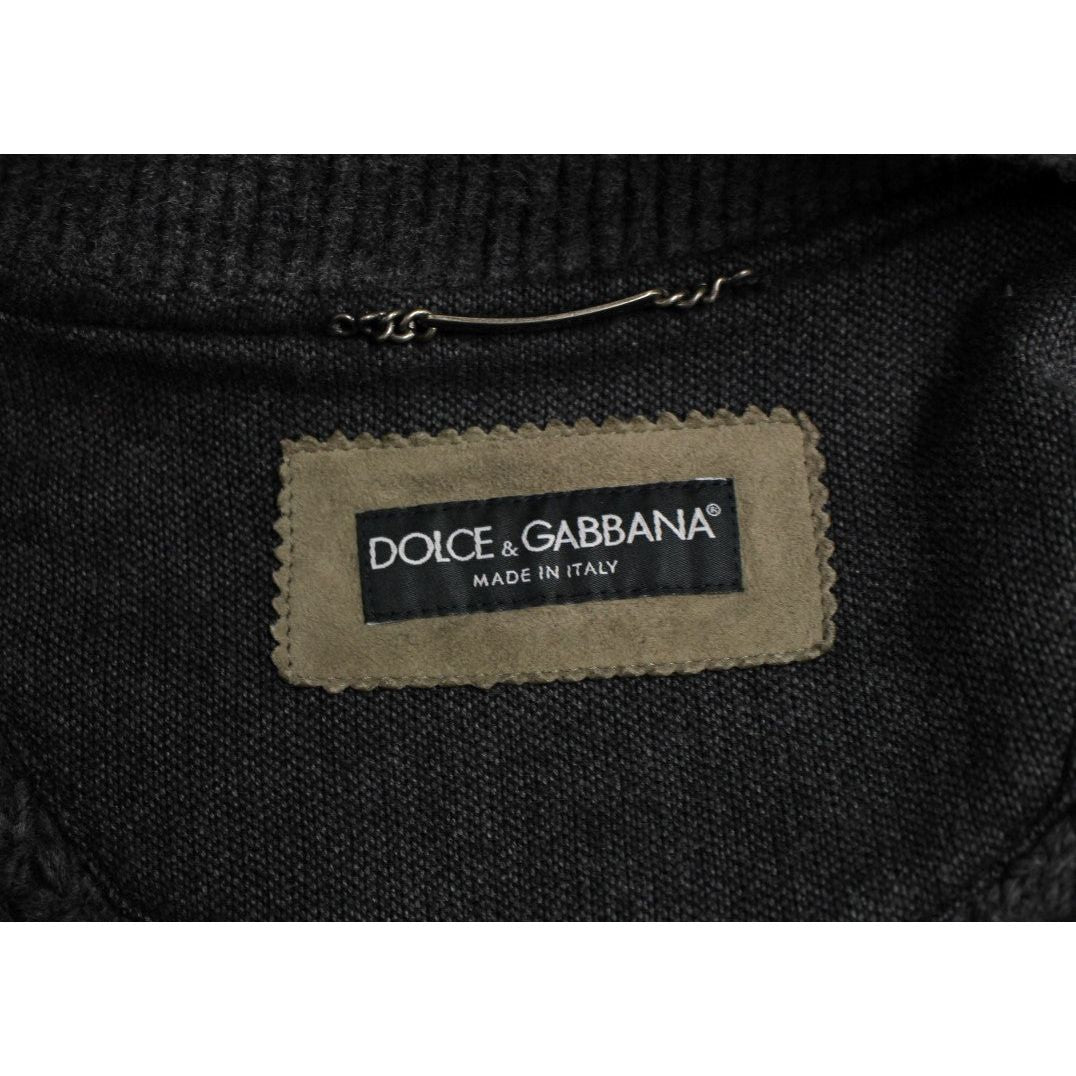 Dolce & Gabbana Black Leather & Wool Blend Jacket