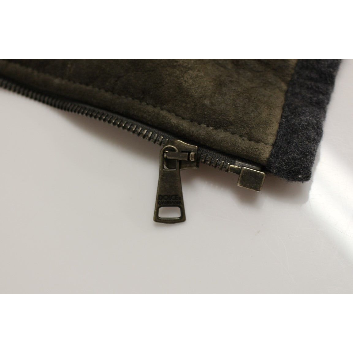 Dolce & Gabbana Black Leather & Wool Blend Jacket