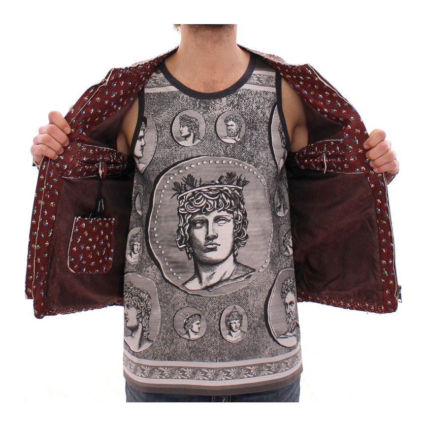 Dolce & Gabbana Bordeaux Lambskin Leather Jacket