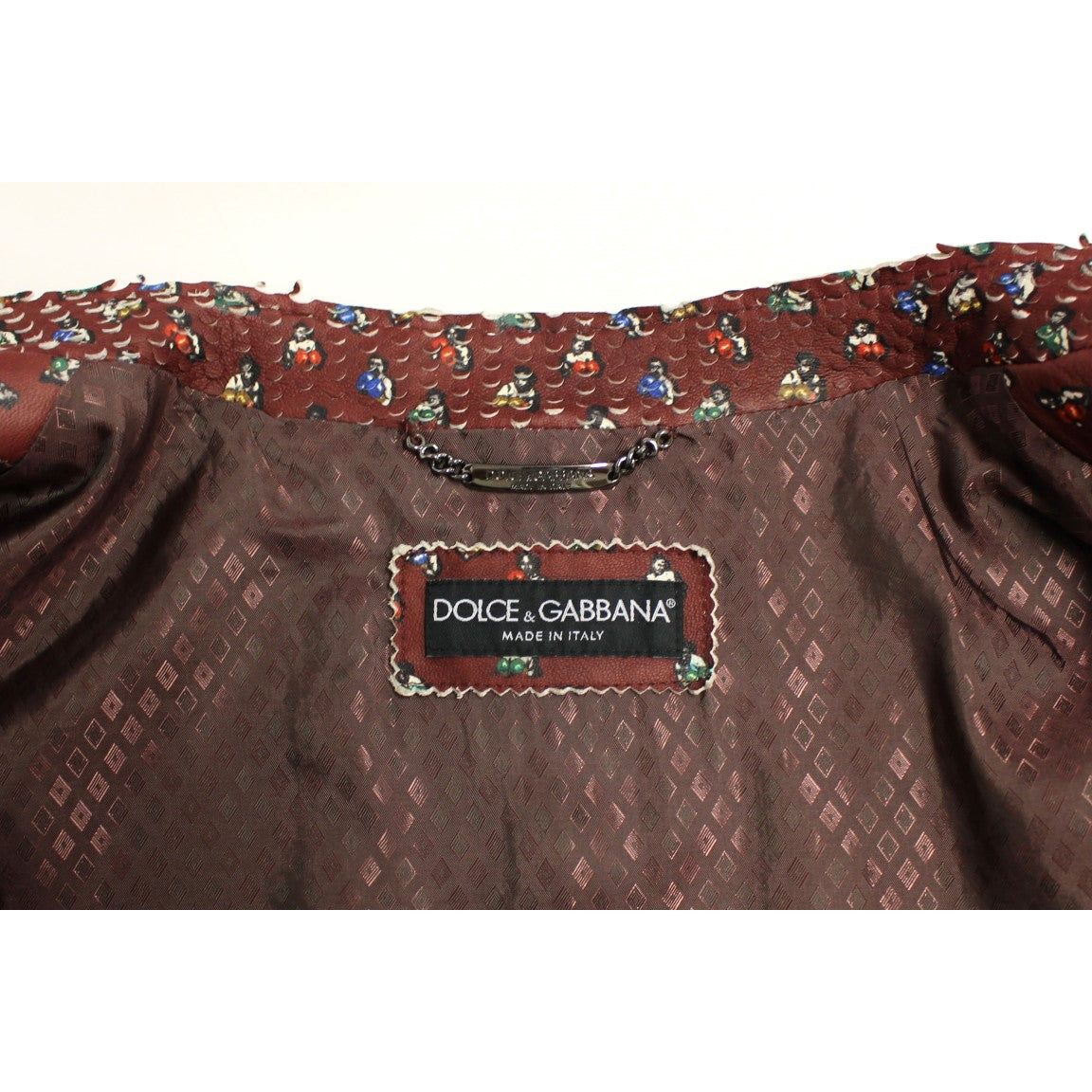 Dolce & Gabbana Bordeaux Lambskin Leather Jacket