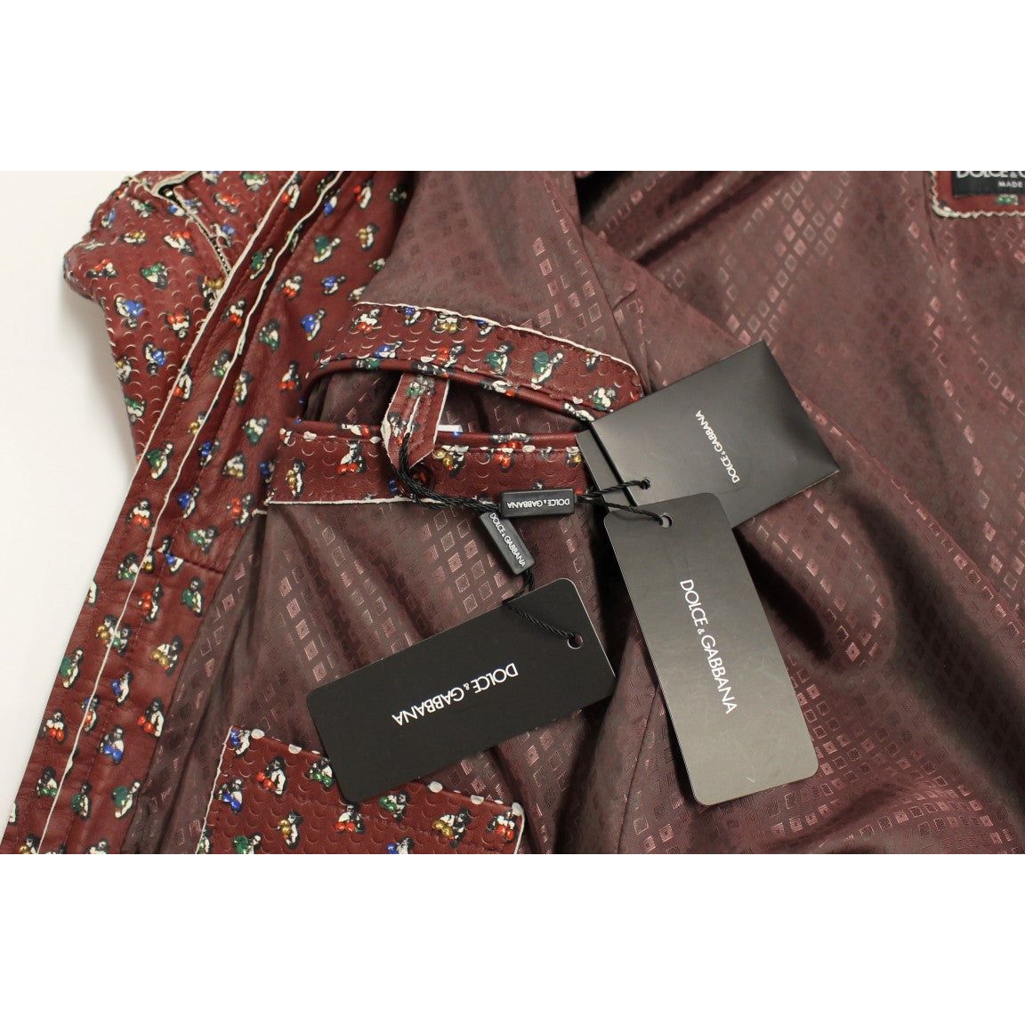 Dolce & Gabbana Bordeaux Lambskin Leather Jacket