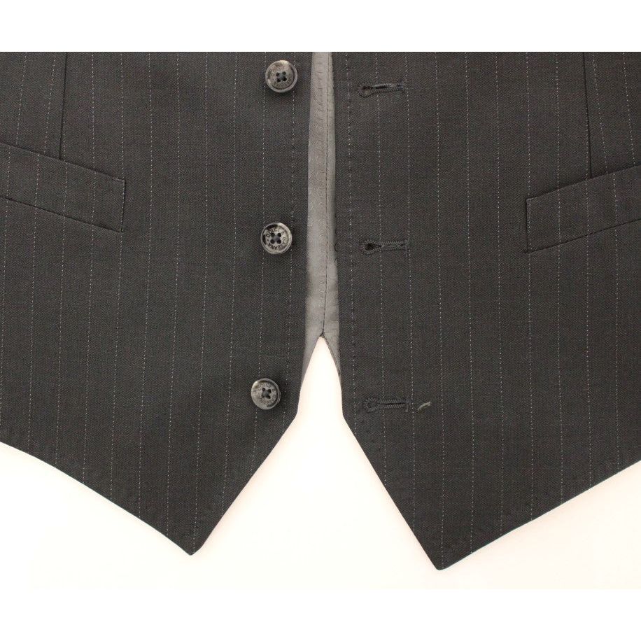 Dolce & Gabbana Gray Cotton Striped Dress Vest