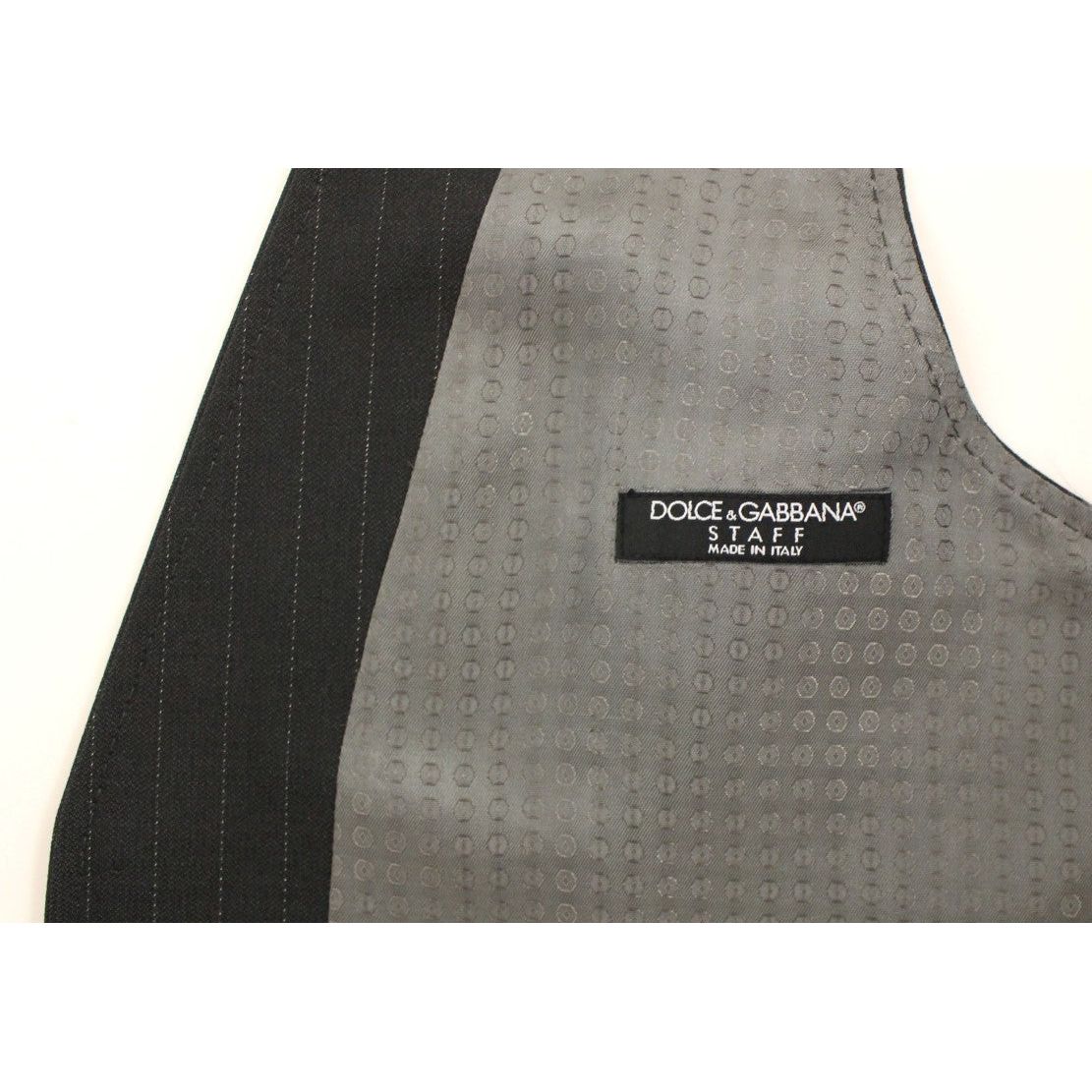 Dolce & Gabbana Gray Cotton Striped Dress Vest