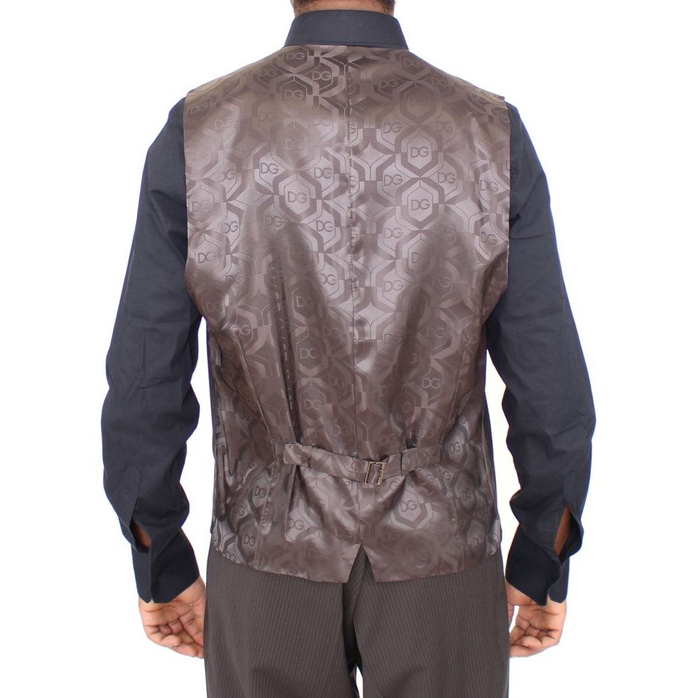 Dolce & Gabbana Brown Wool Dress Vest