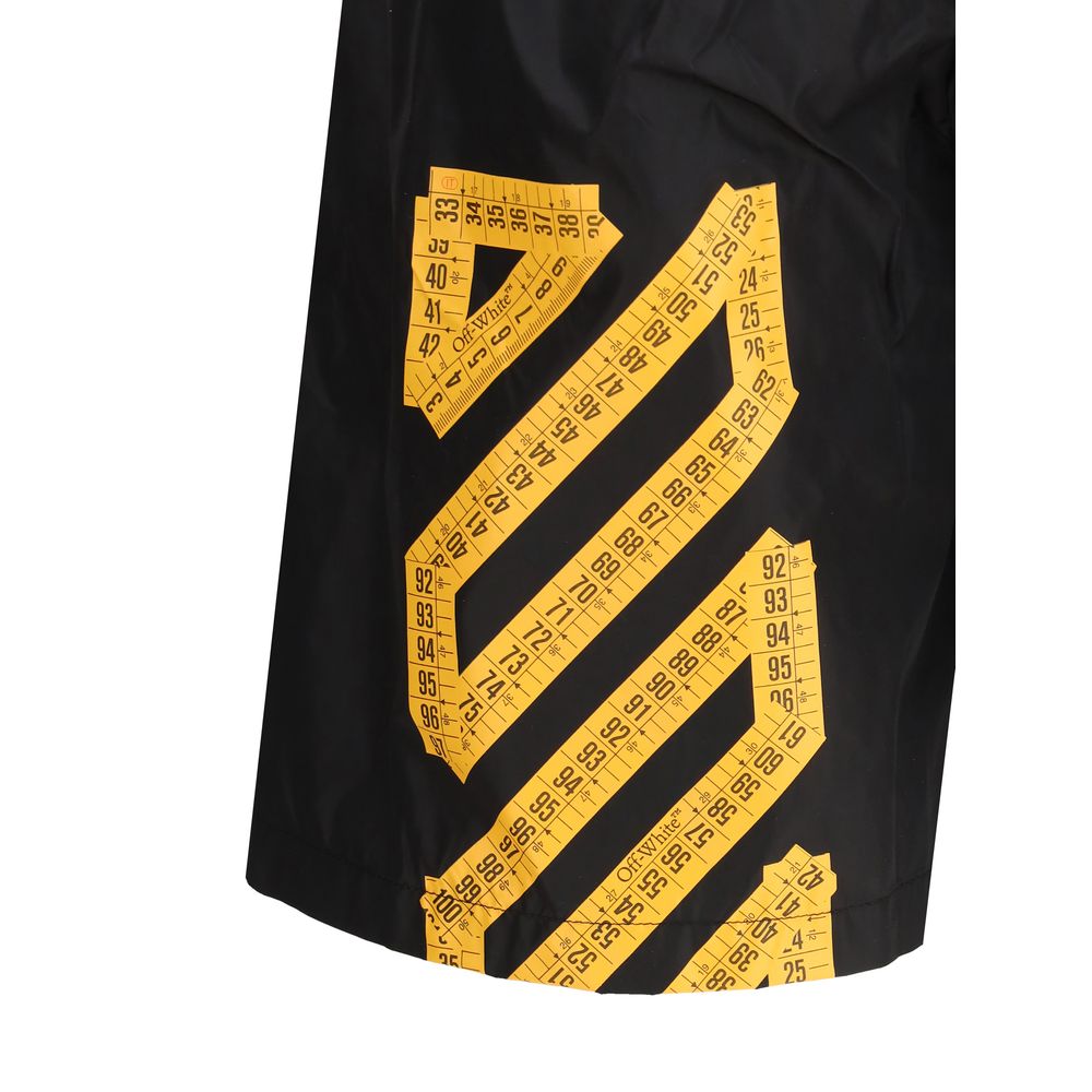 Off-White Black Nylon Tape Surfer Swimshorts for Elevated Leisurewear
