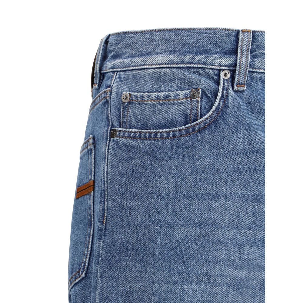 ZEGNA Blue Denim Straight Jeans in Timeless Elegant Design