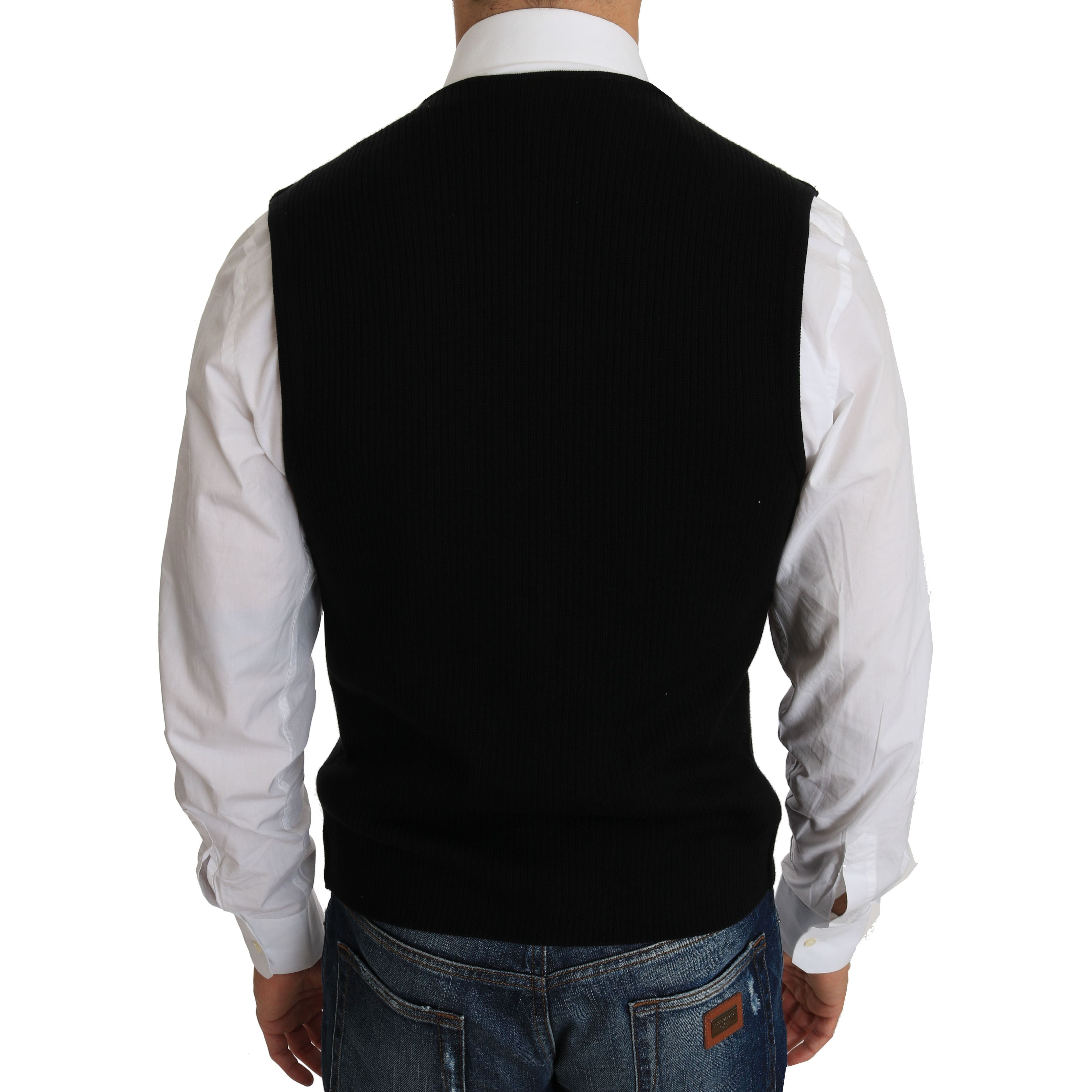 Dolce & Gabbana Sleek Black Cotton Formal Vest for Elegance