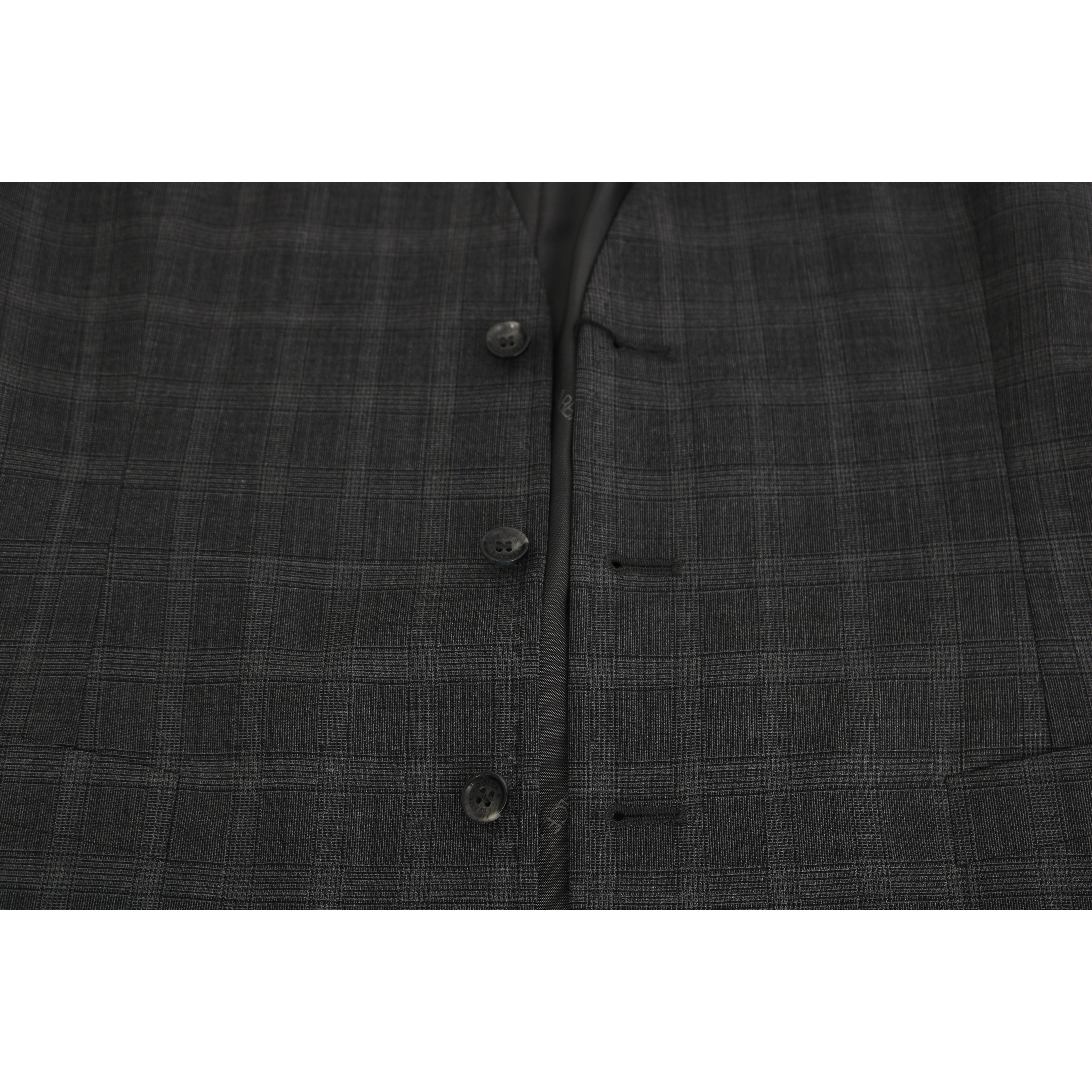 Dolce & Gabbana Grey Wool Checkered Vest for the Urbane