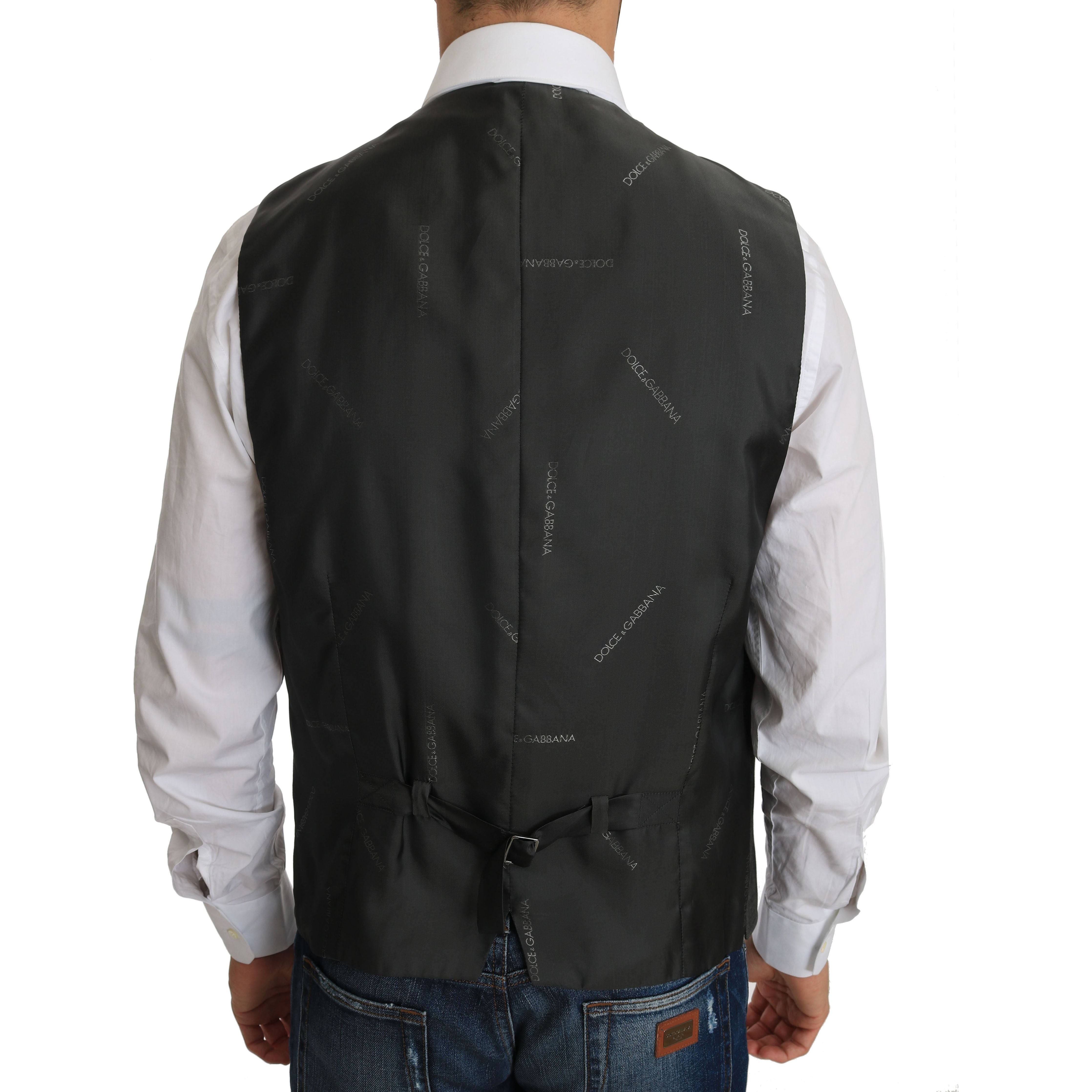 Dolce & Gabbana Grey Wool Checkered Vest for the Urbane