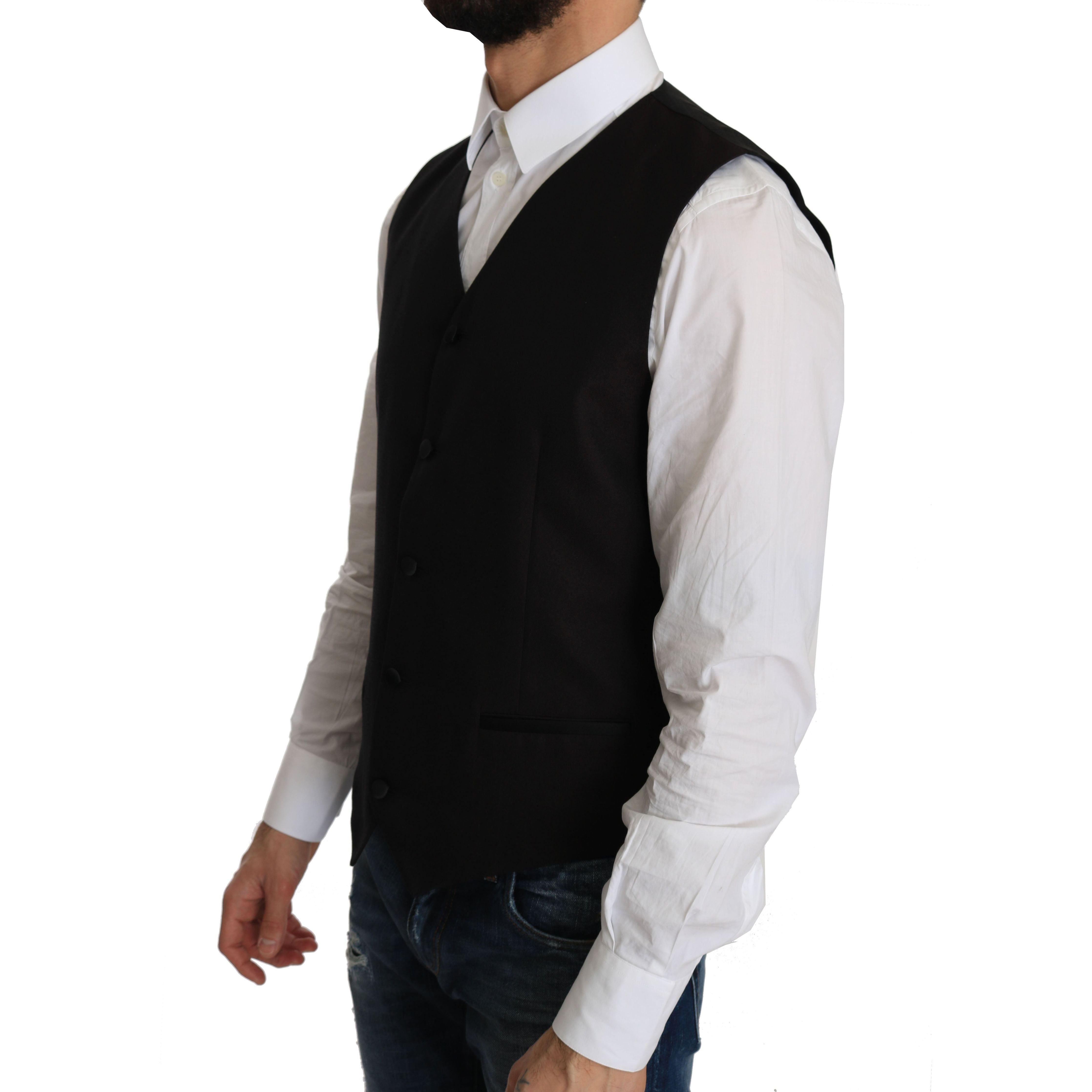Dolce & Gabbana Black Silk Blend Formal Vest