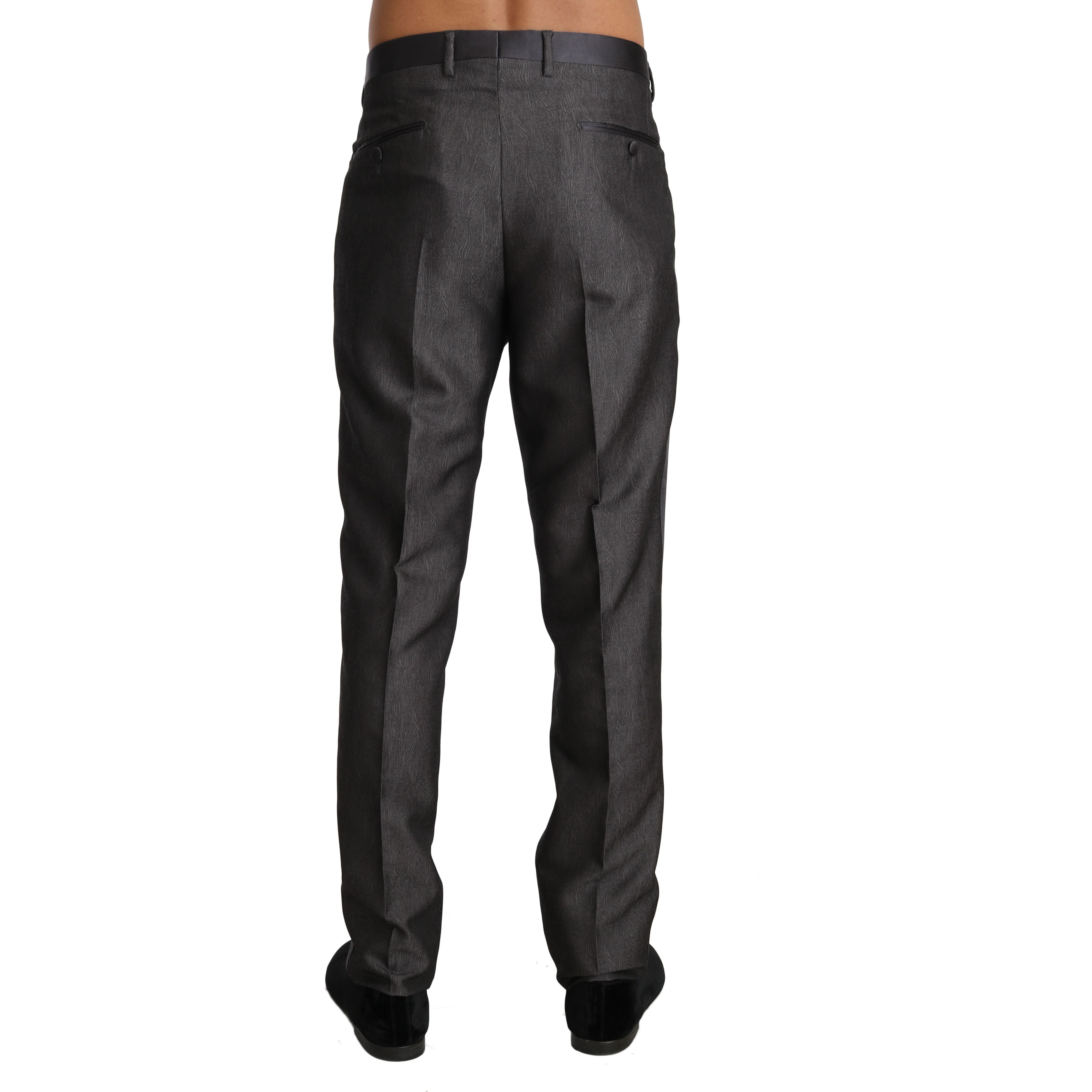 Dolce & Gabbana Gray Wool Blend Elegant Patterned Trousers